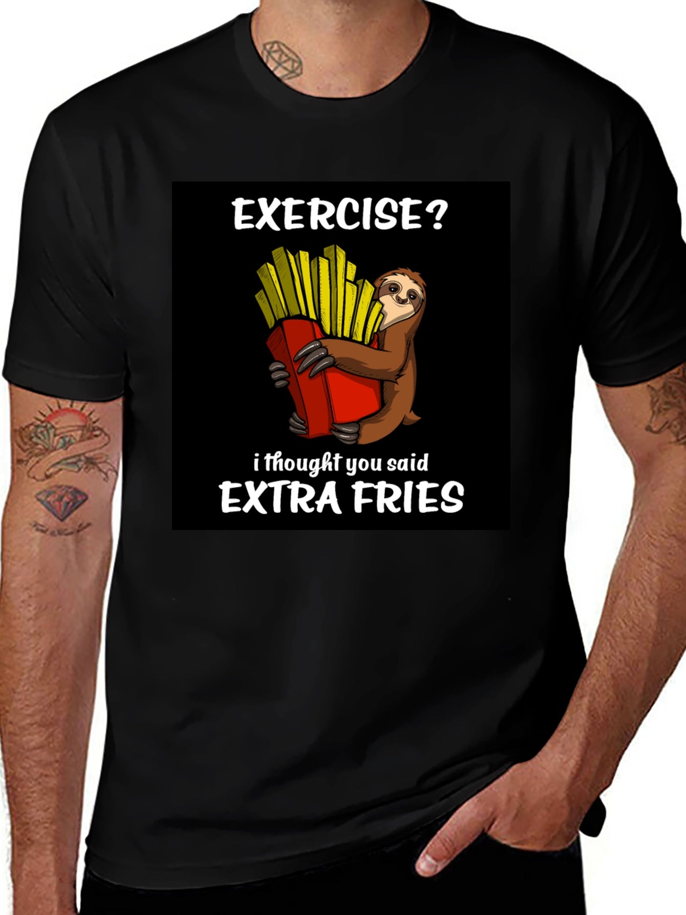 Exercise? Extra Fries Sloth Graphic Tee