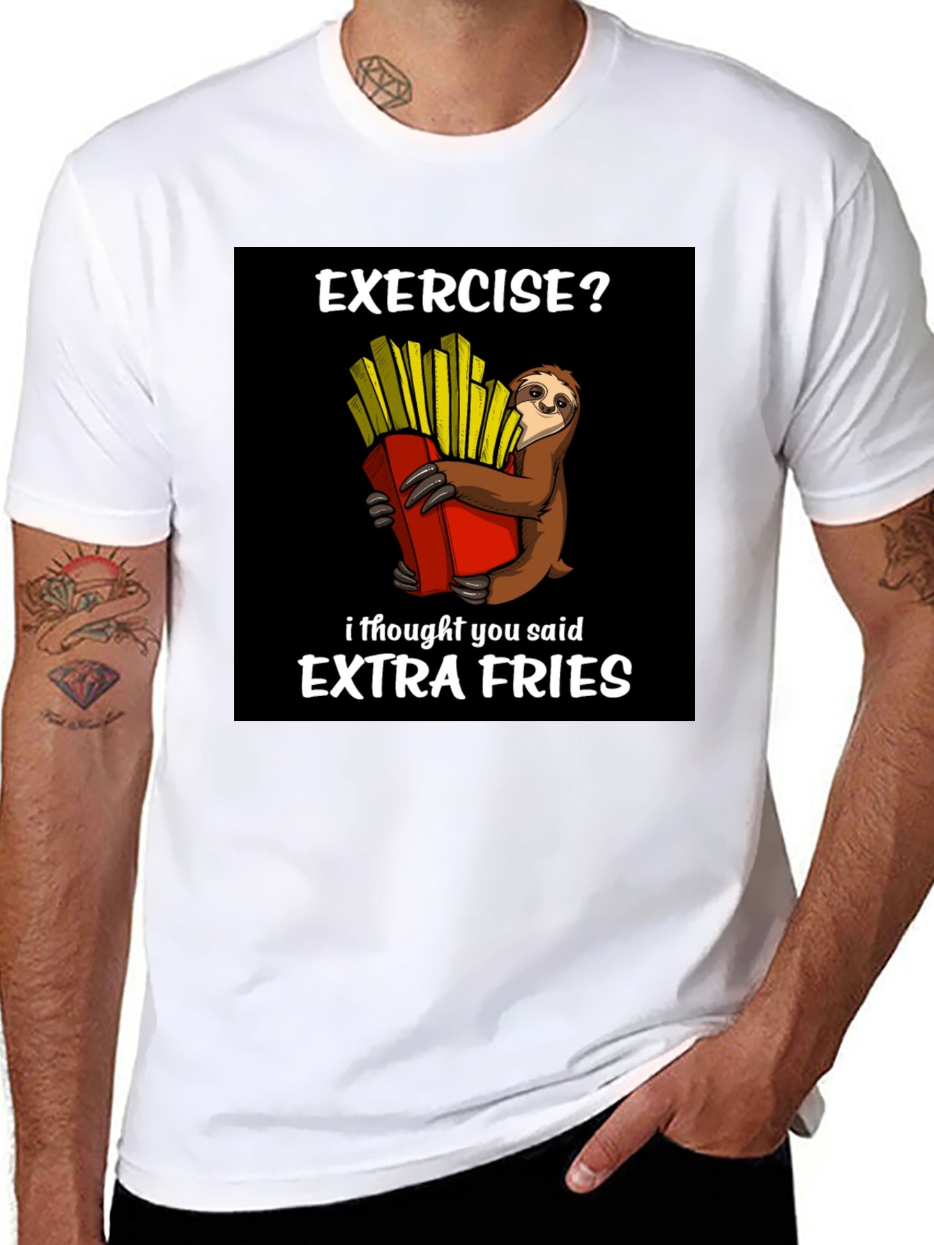 Exercise? Extra Fries Sloth Graphic Tee