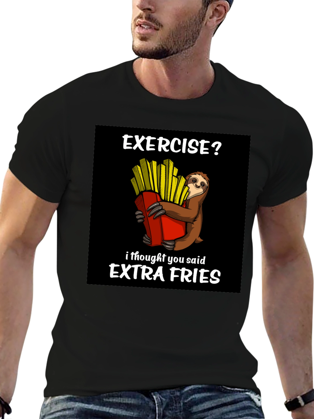 Exercise? Extra Fries Sloth Graphic Tee