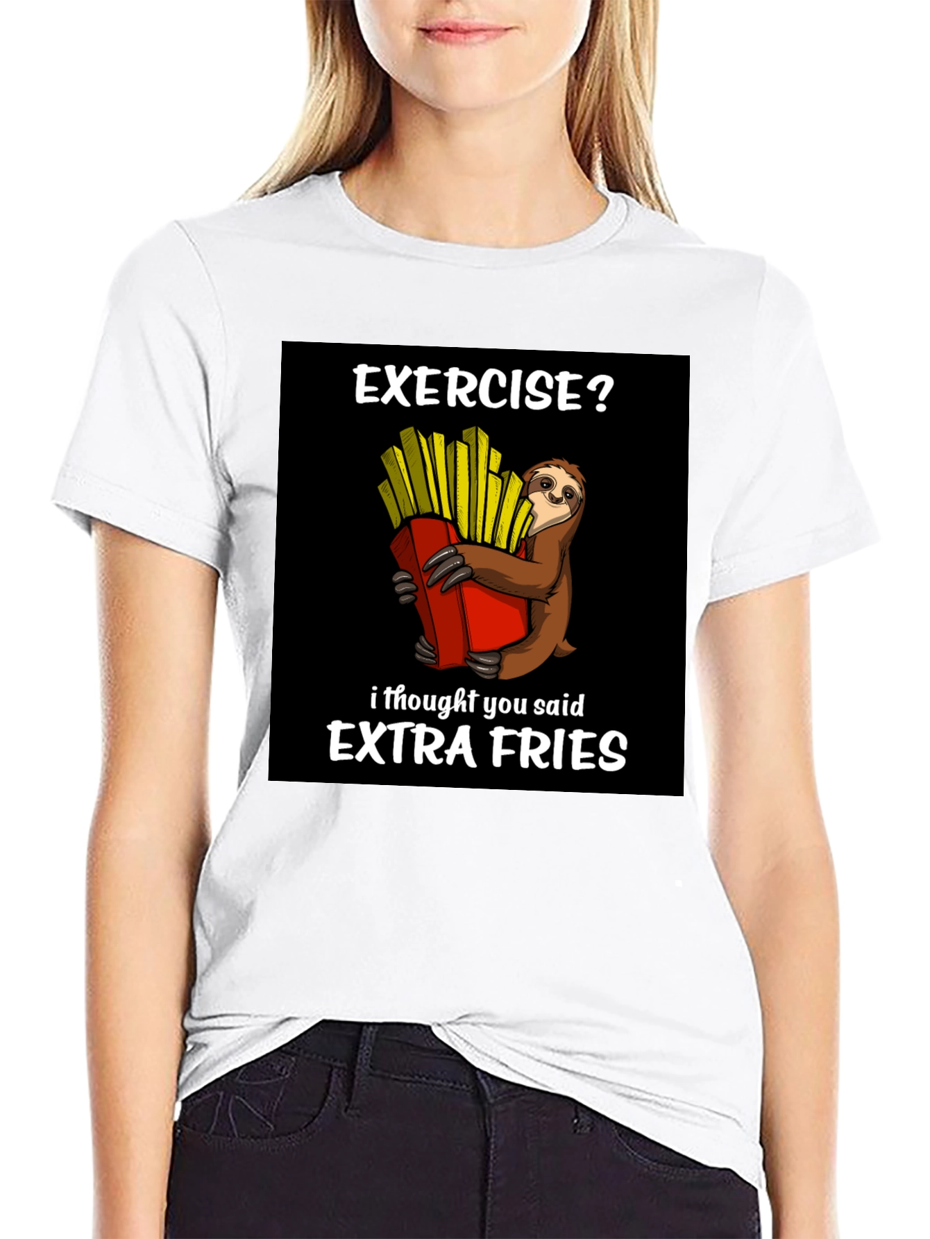Exercise? Extra Fries Sloth Graphic Tee