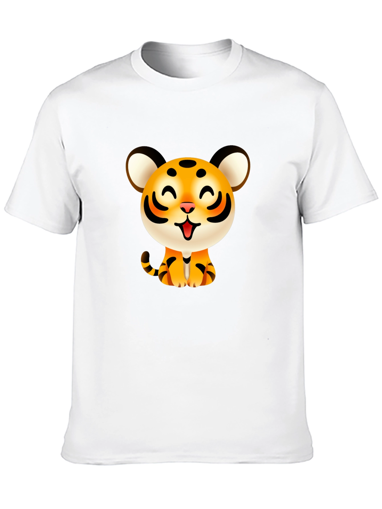 Cute Cartoon Tiger Graphic Tee - Black