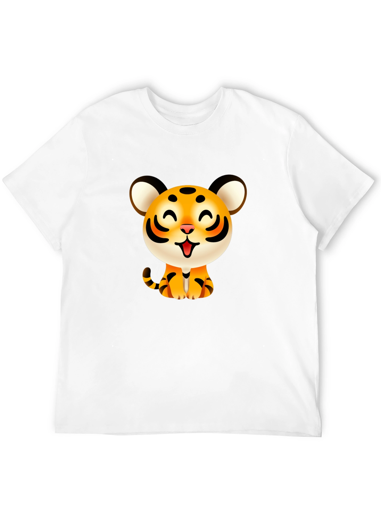 Cute Cartoon Tiger Graphic Tee - Black