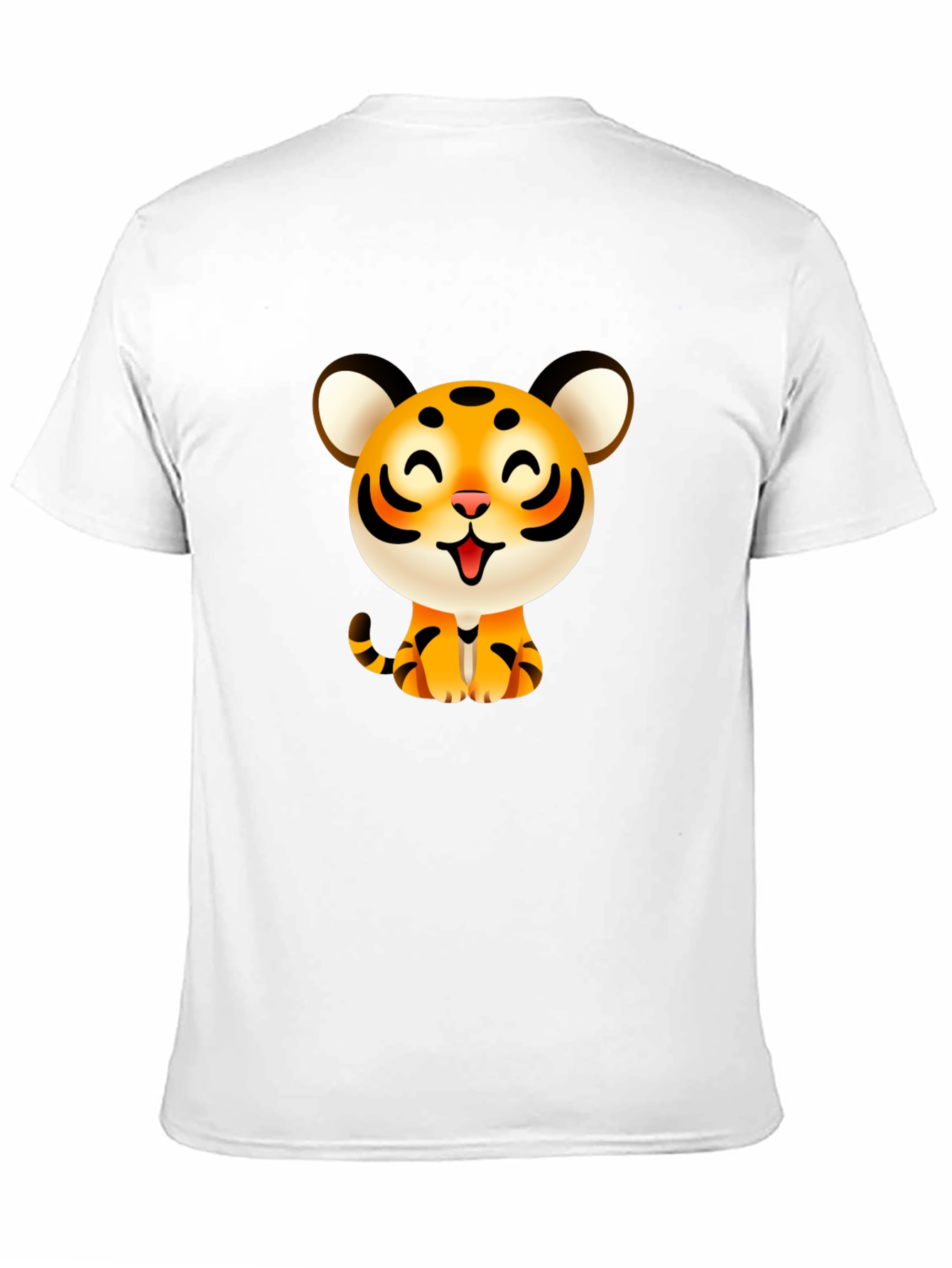 Cute Cartoon Tiger Graphic Tee - Black