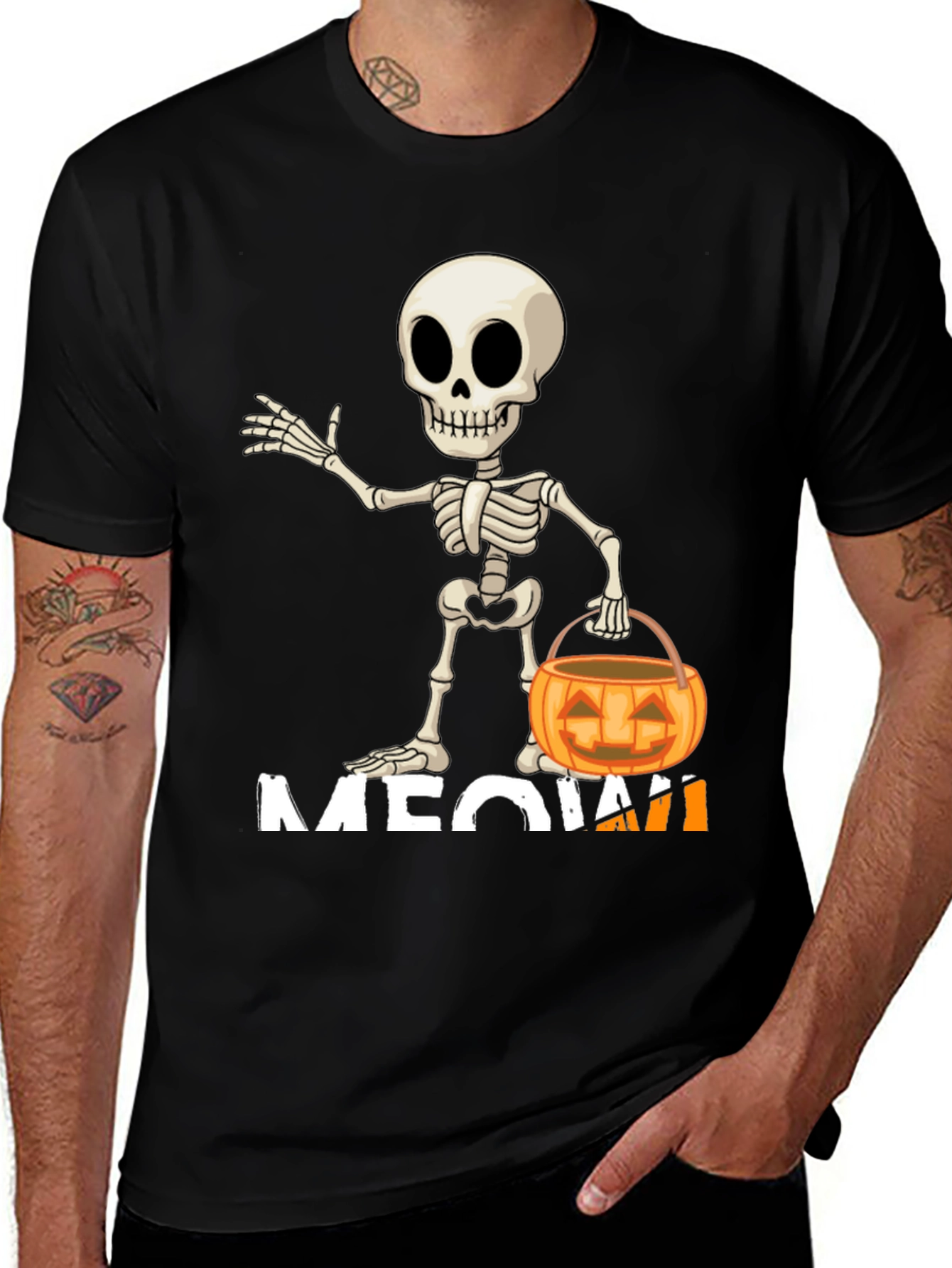 Halloween Skeleton Meow T-Shirt
