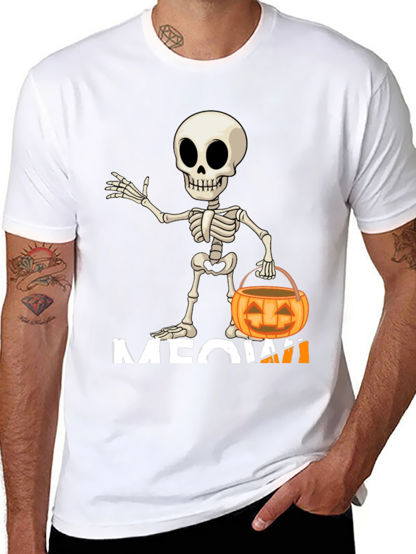 Halloween Skeleton Meow T-Shirt