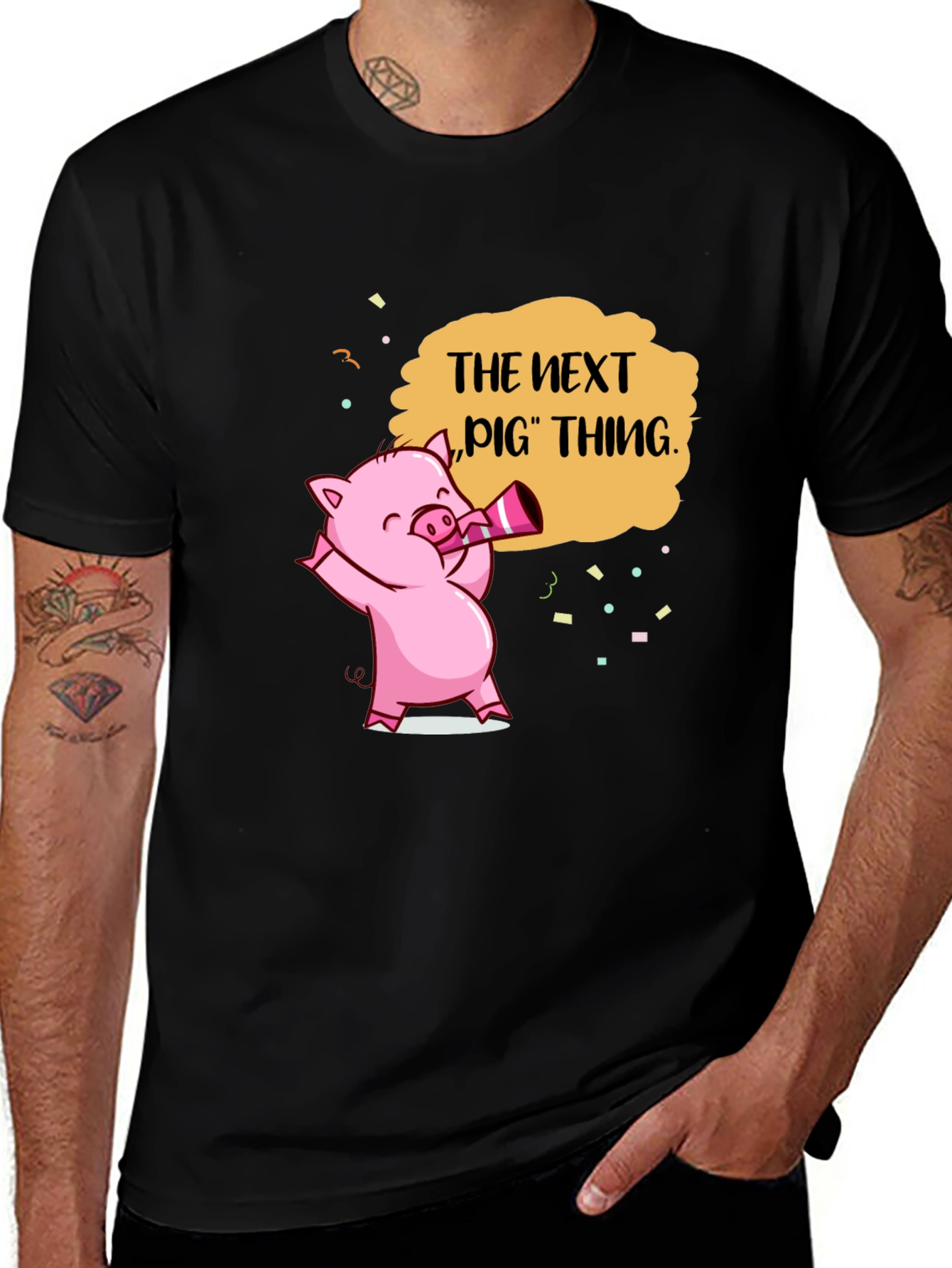 Next Pig Thing Graphic Tee - Black Cotton T-Shirt