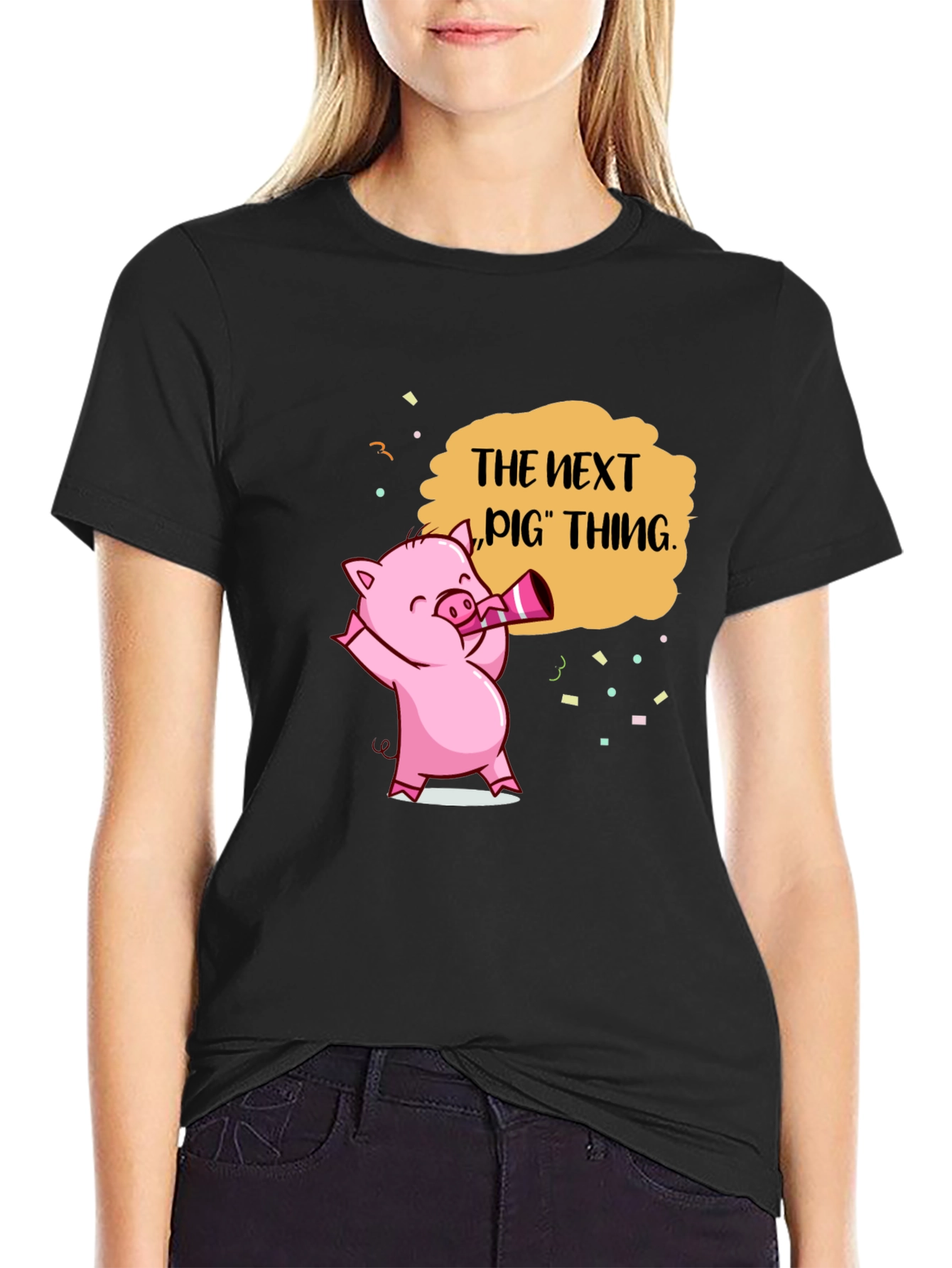 Next Pig Thing Graphic Tee - Black Cotton T-Shirt
