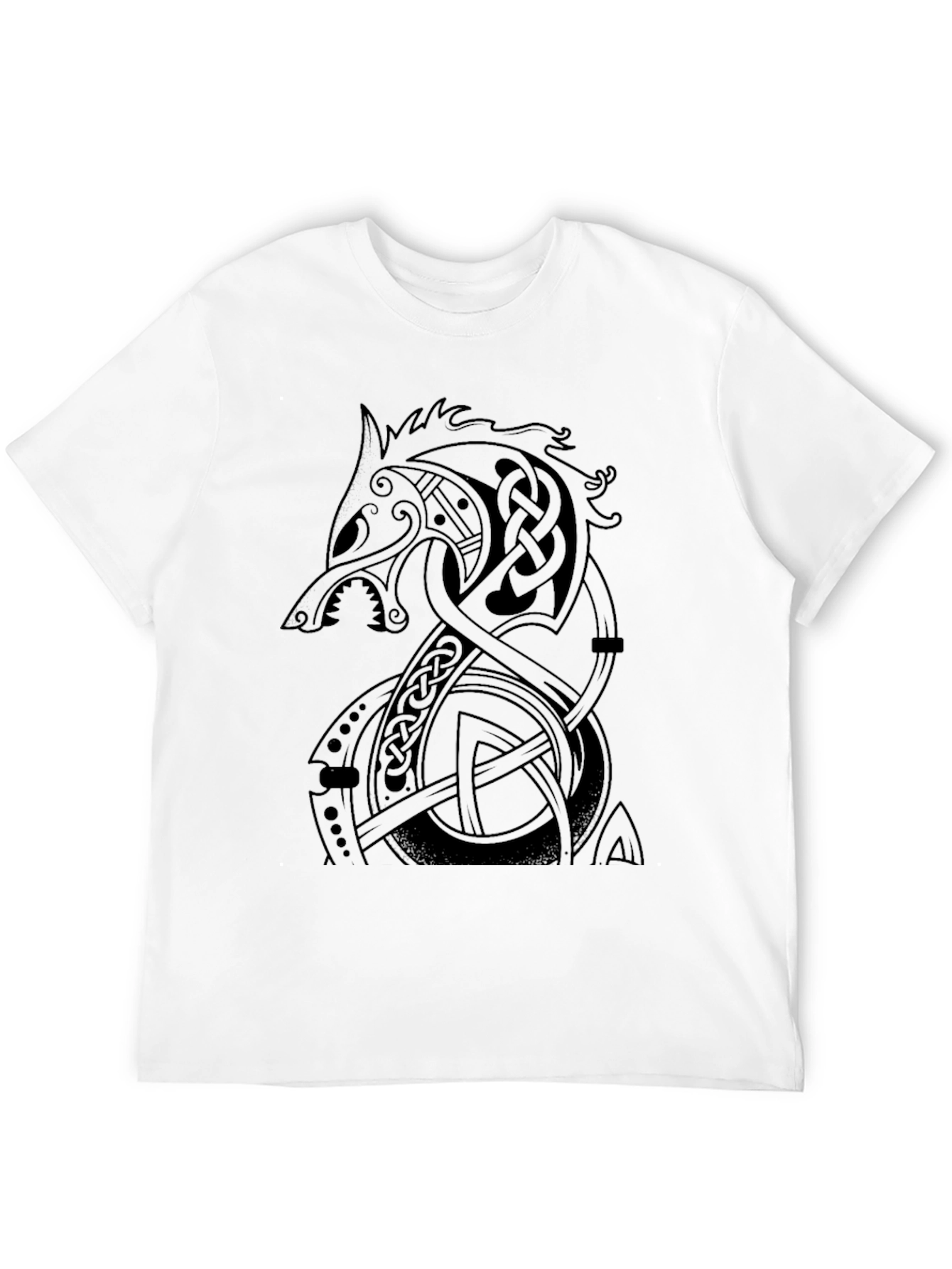 Mens Black Viking Fenrir Wolf T-Shirt