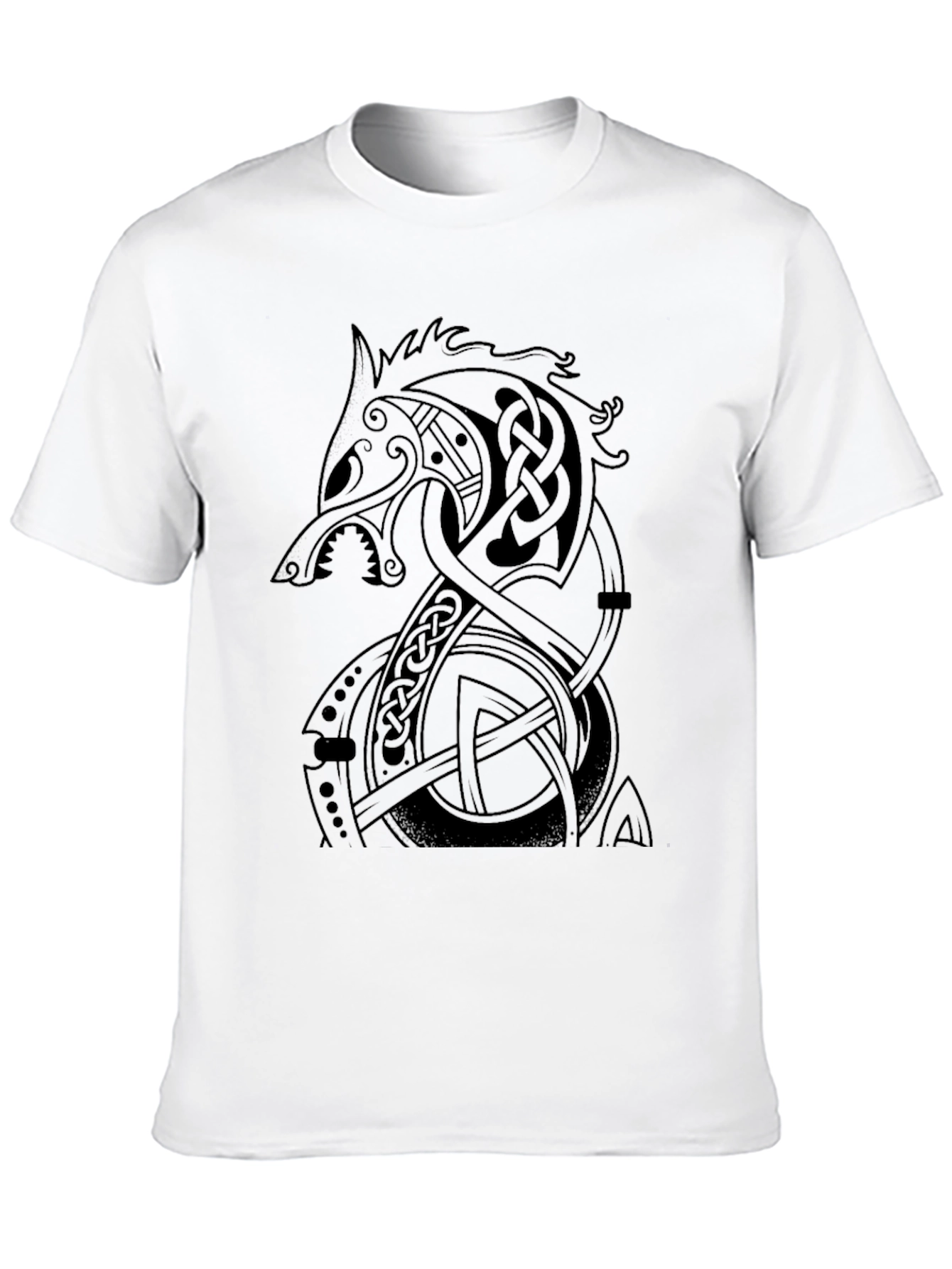 Mens Black Viking Fenrir Wolf T-Shirt