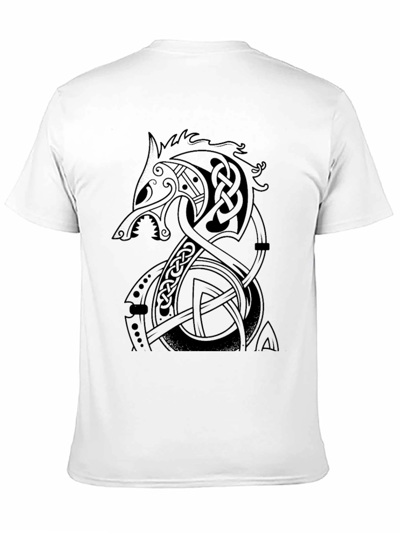 Mens Black Viking Fenrir Wolf T-Shirt
