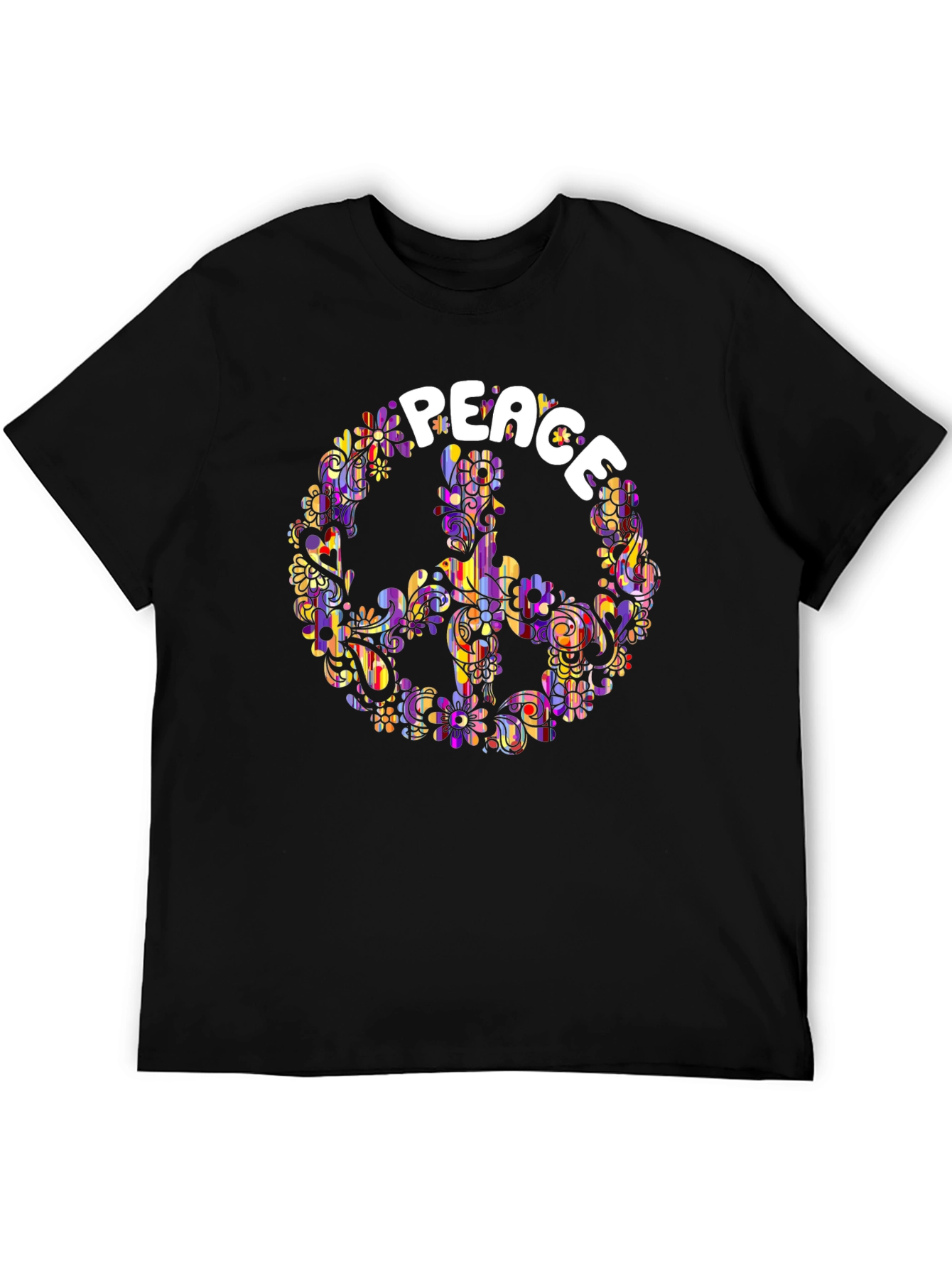 Peace Sign T-Shirt - Retro Floral Hippie Design