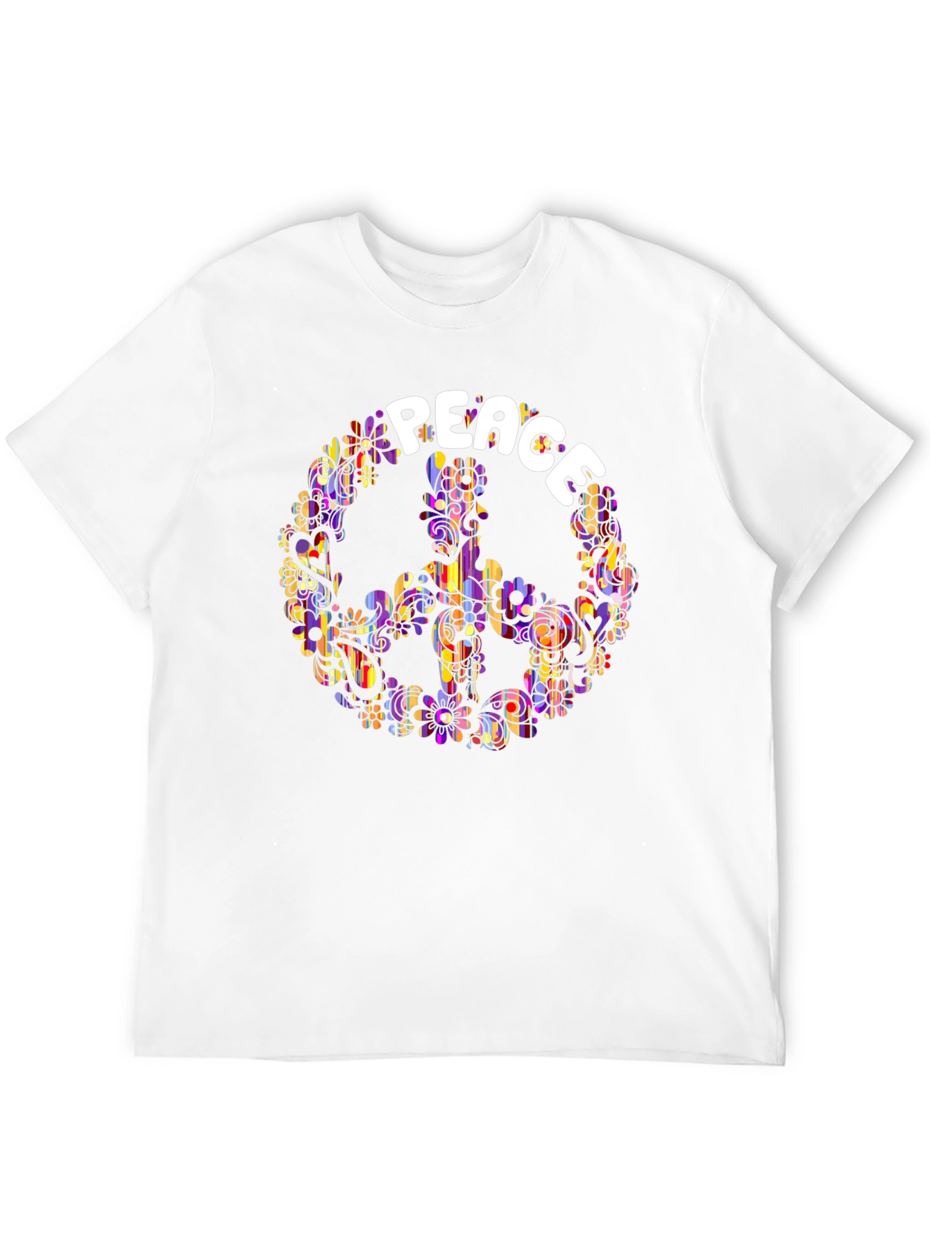 Peace Sign T-Shirt - Retro Floral Hippie Design
