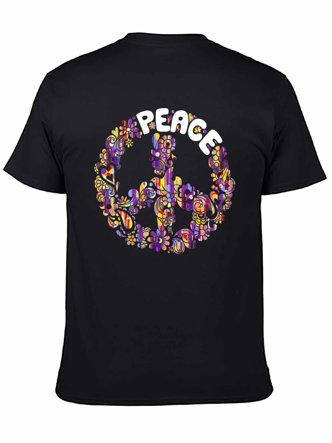 Peace Sign T-Shirt - Retro Floral Hippie Design