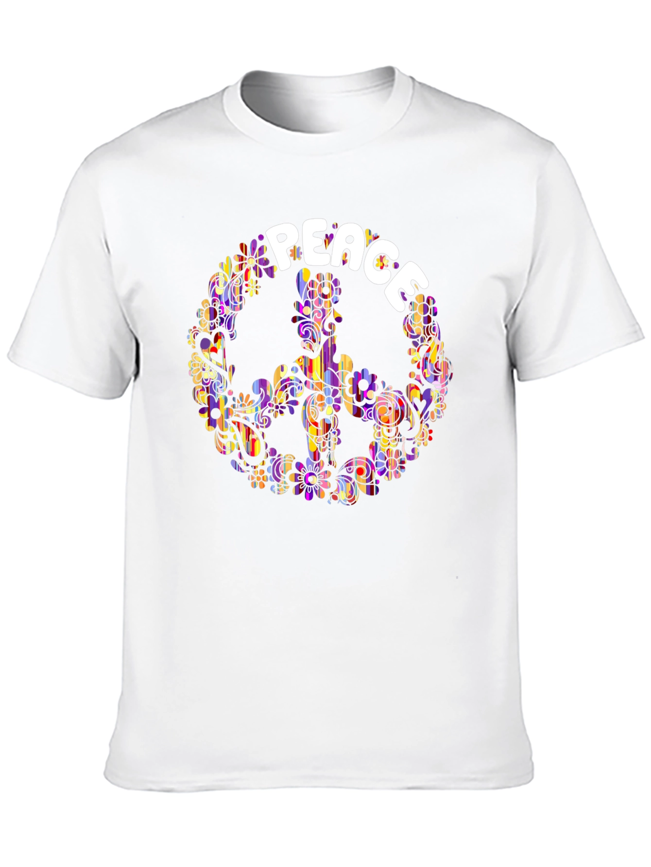 Peace Sign T-Shirt - Retro Floral Hippie Design