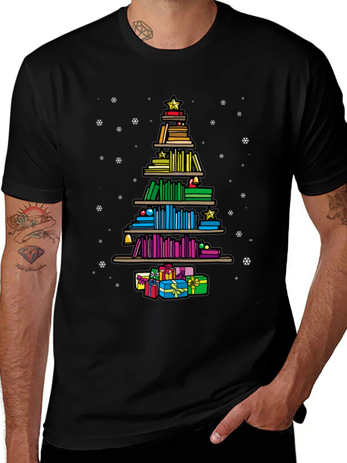 Book Lover Christmas Tree T-Shirt