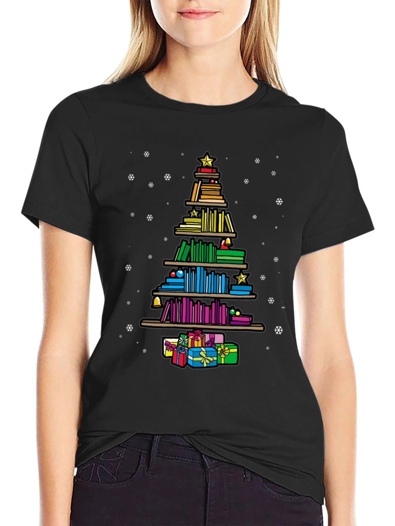 Book Lover Christmas Tree T-Shirt