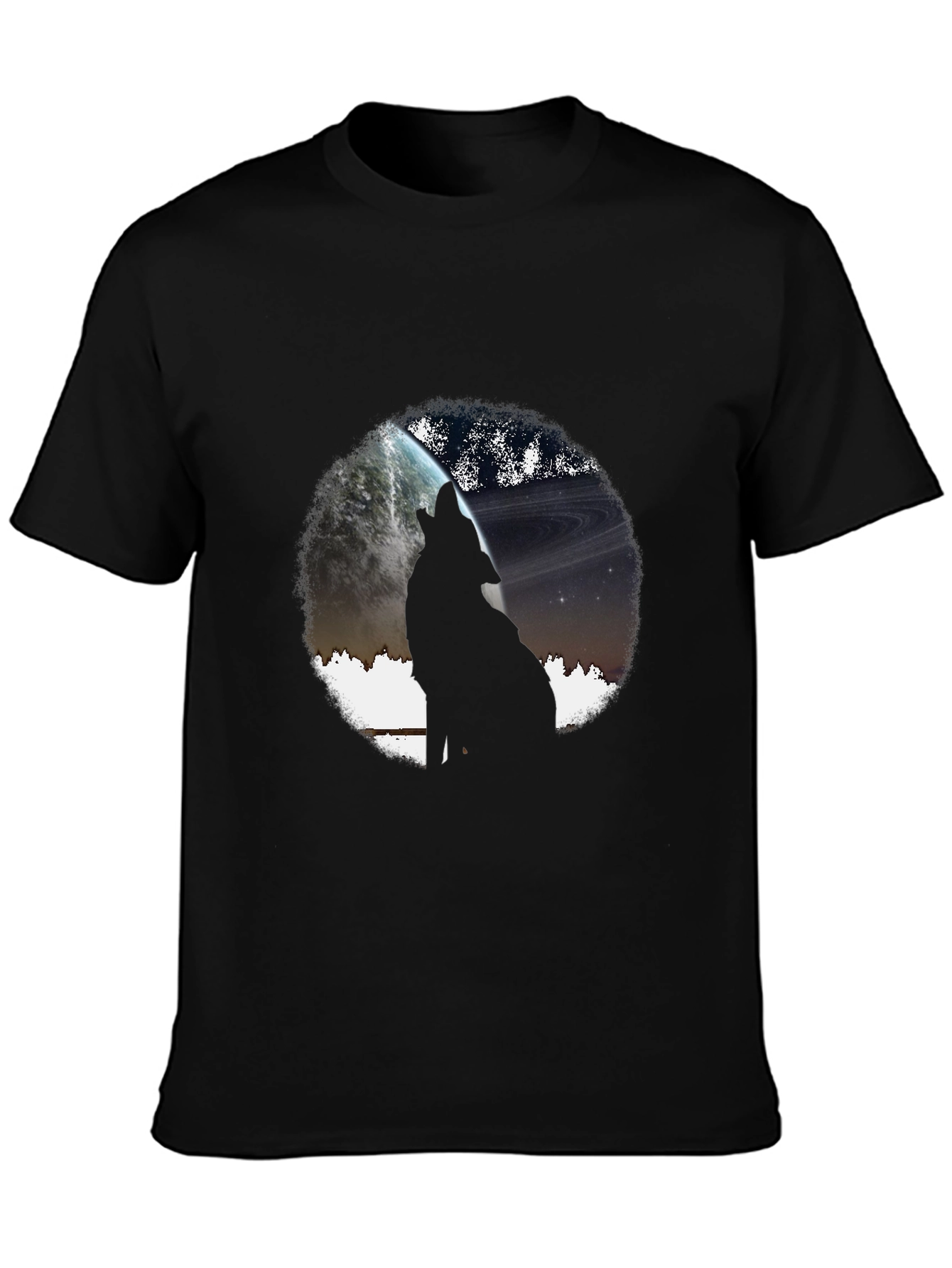 Wolf Howling at Planet Graphic T-Shirt
