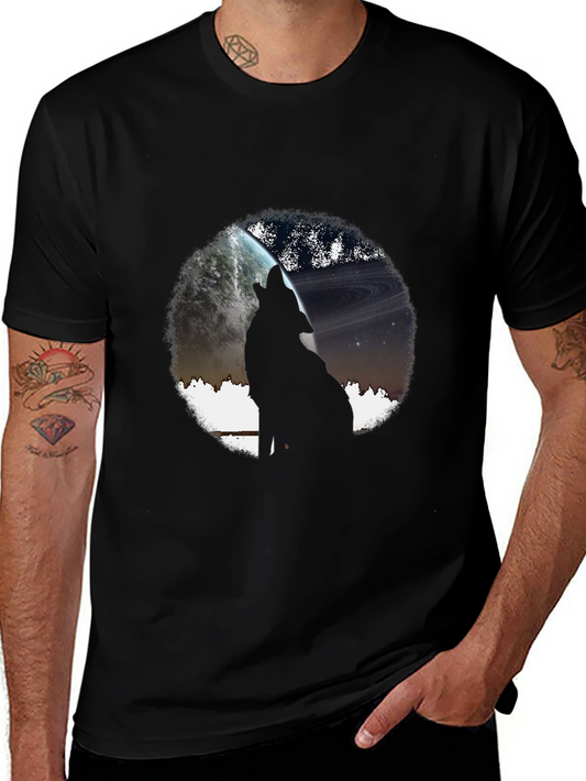 Wolf Howling at Planet Graphic T-Shirt