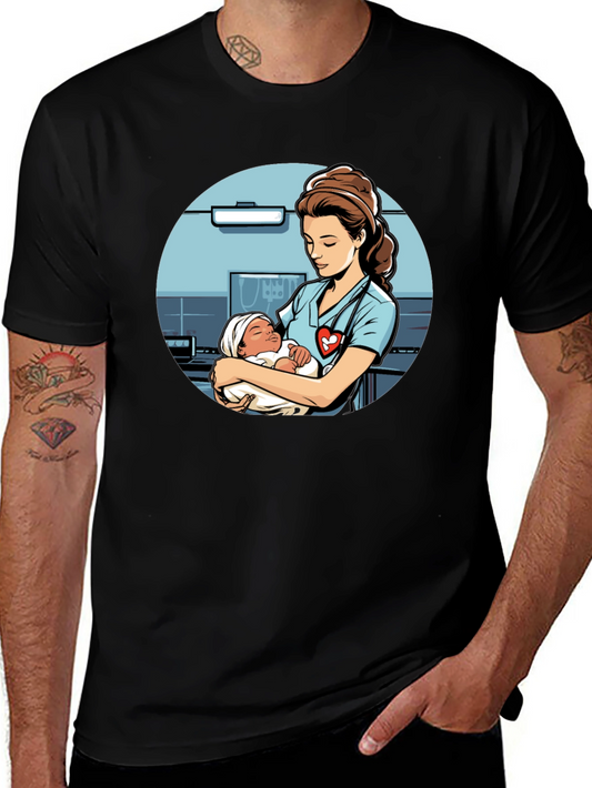 Nurse Holding Baby Graphic T-Shirt