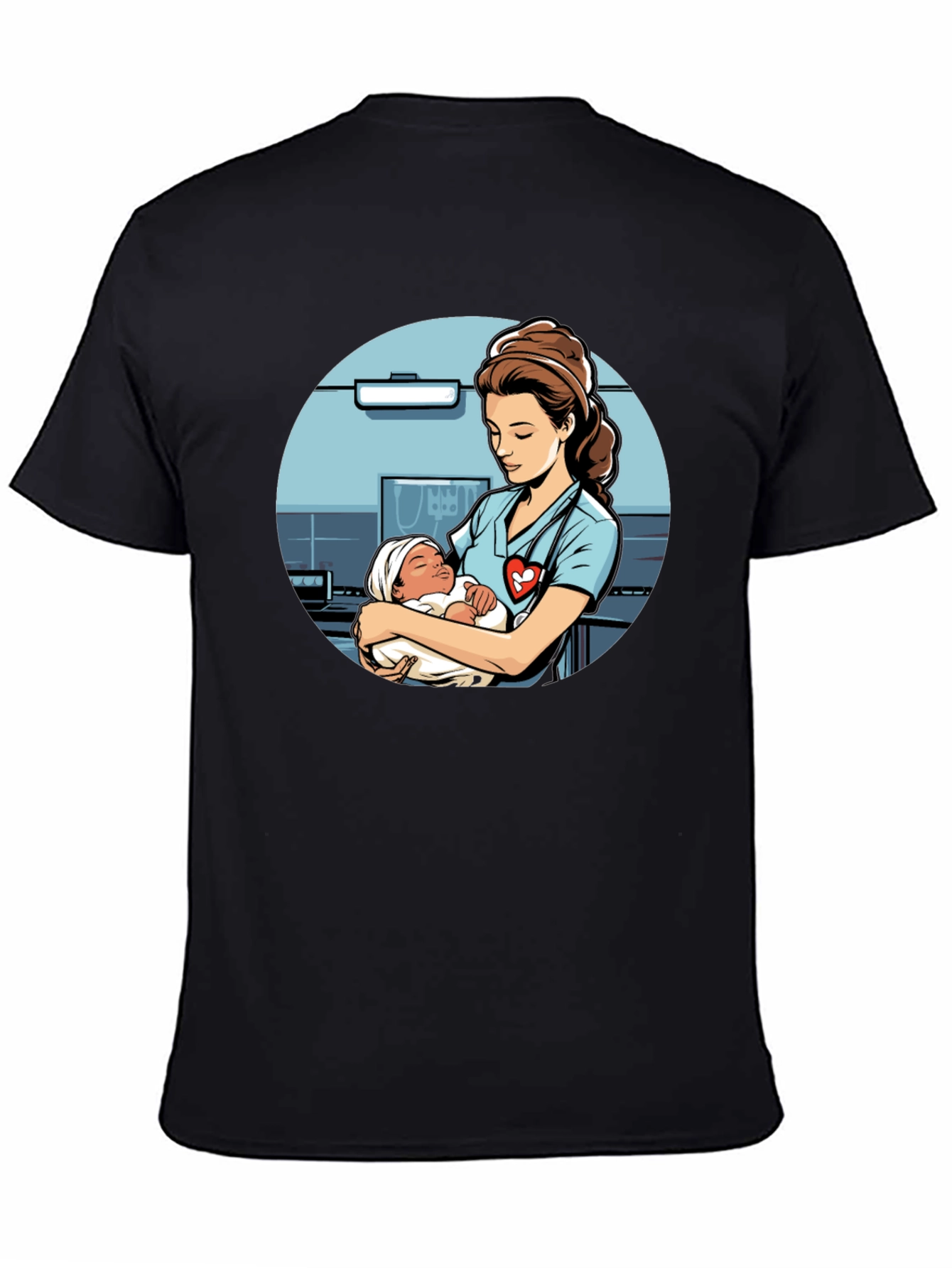 Nurse Holding Baby Graphic T-Shirt