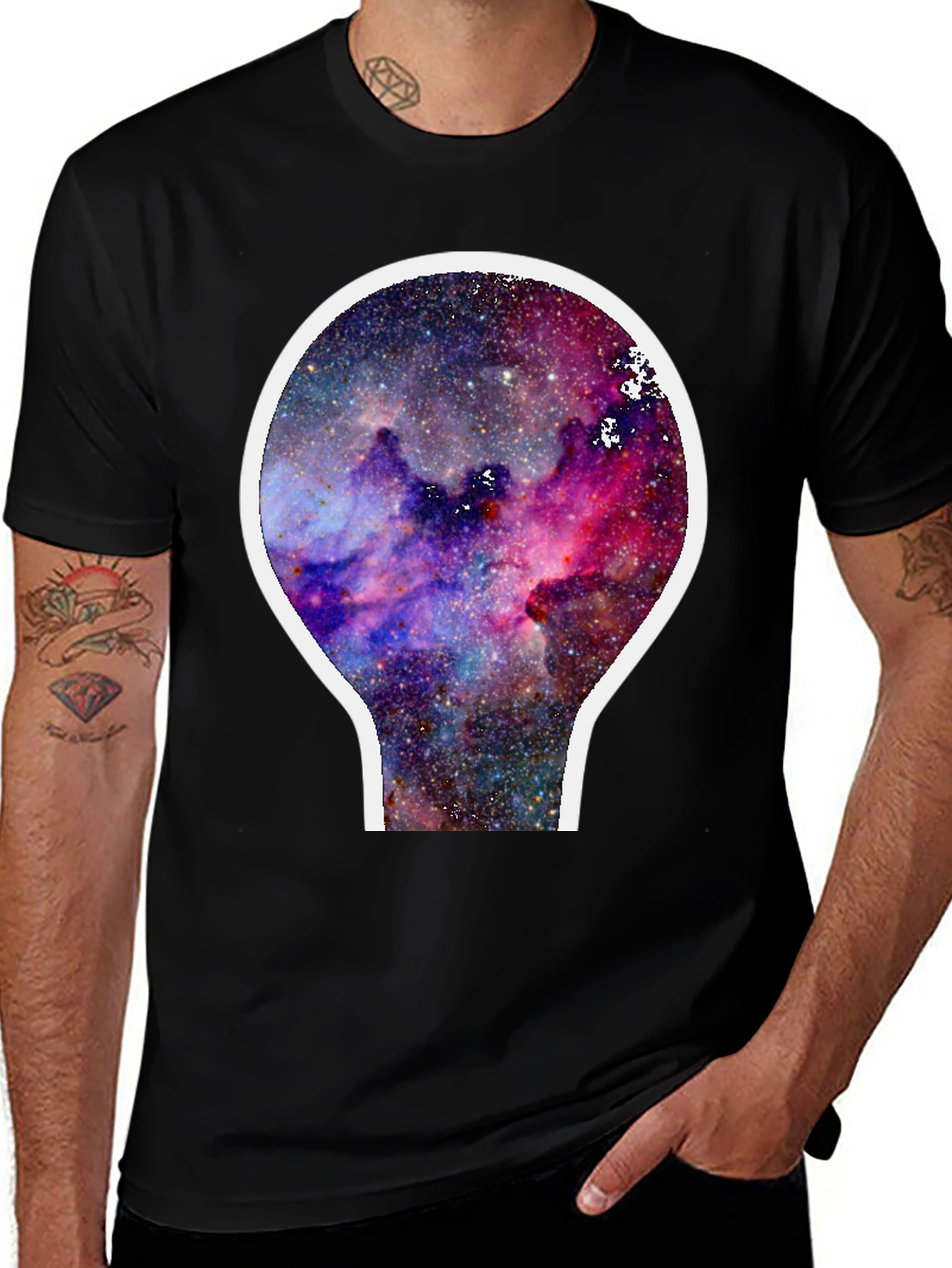 Galaxy Nebula Graphic T-Shirt - Black Cotton Blend