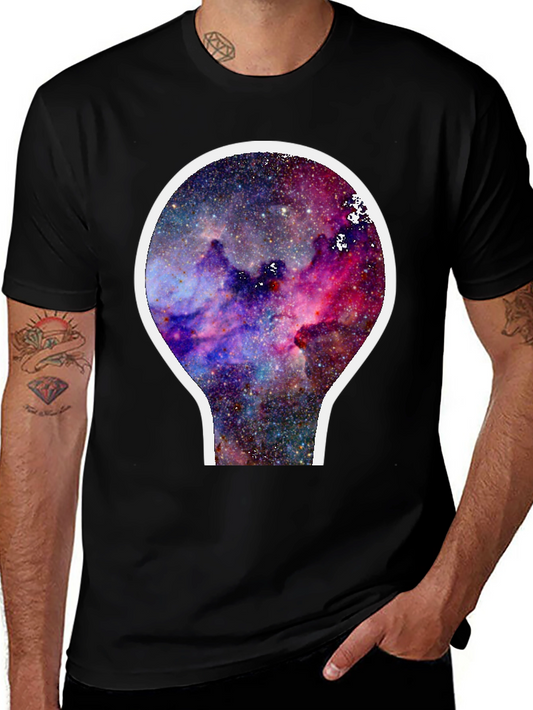 Galaxy Nebula Graphic T-Shirt - Black Cotton Blend