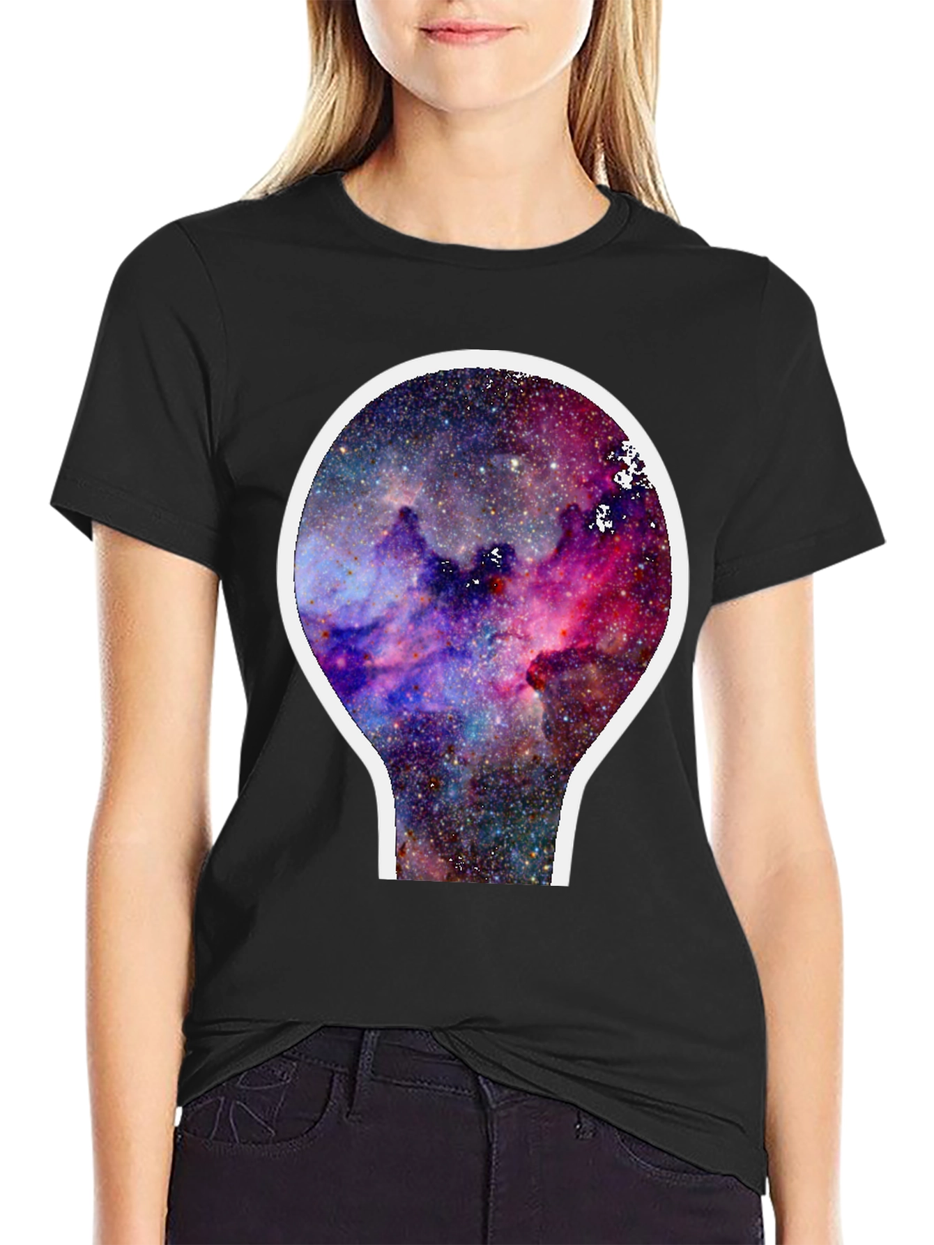 Galaxy Nebula Graphic T-Shirt - Black Cotton Blend