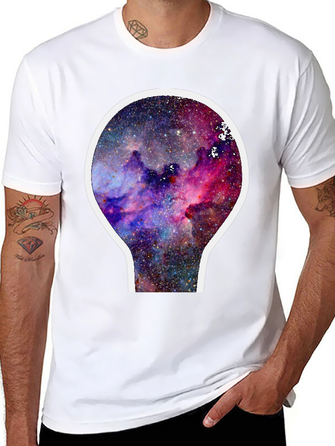 Galaxy Nebula Graphic T-Shirt - Black Cotton Blend