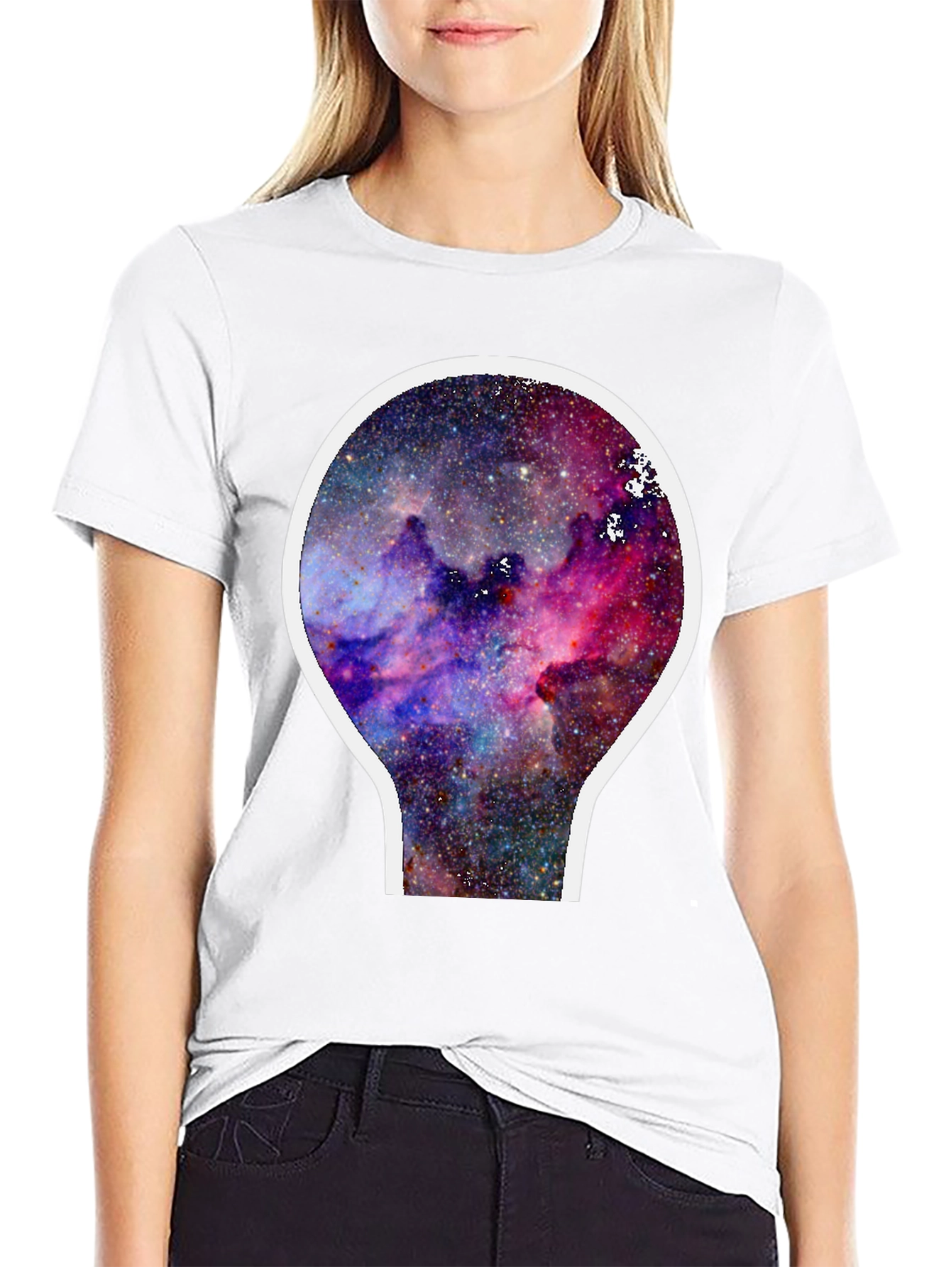 Galaxy Nebula Graphic T-Shirt - Black Cotton Blend
