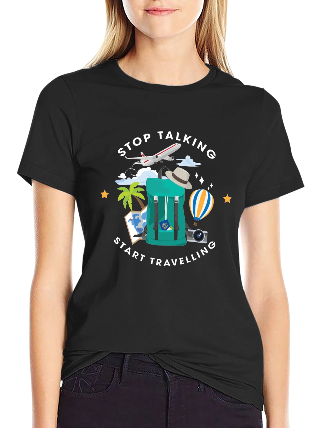 Stop Talking Start Traveling Graphic T-Shirt