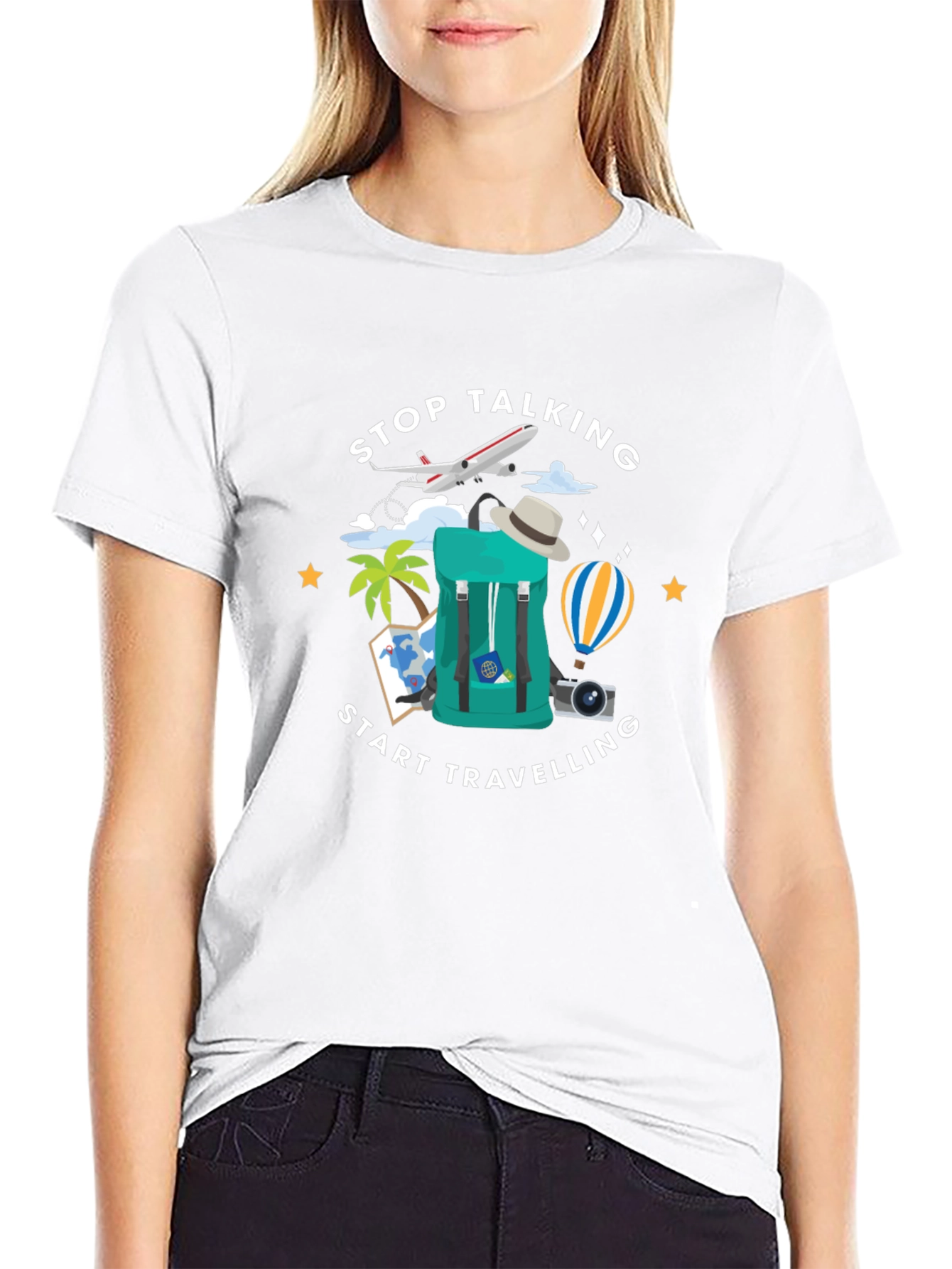 Stop Talking Start Traveling Graphic T-Shirt