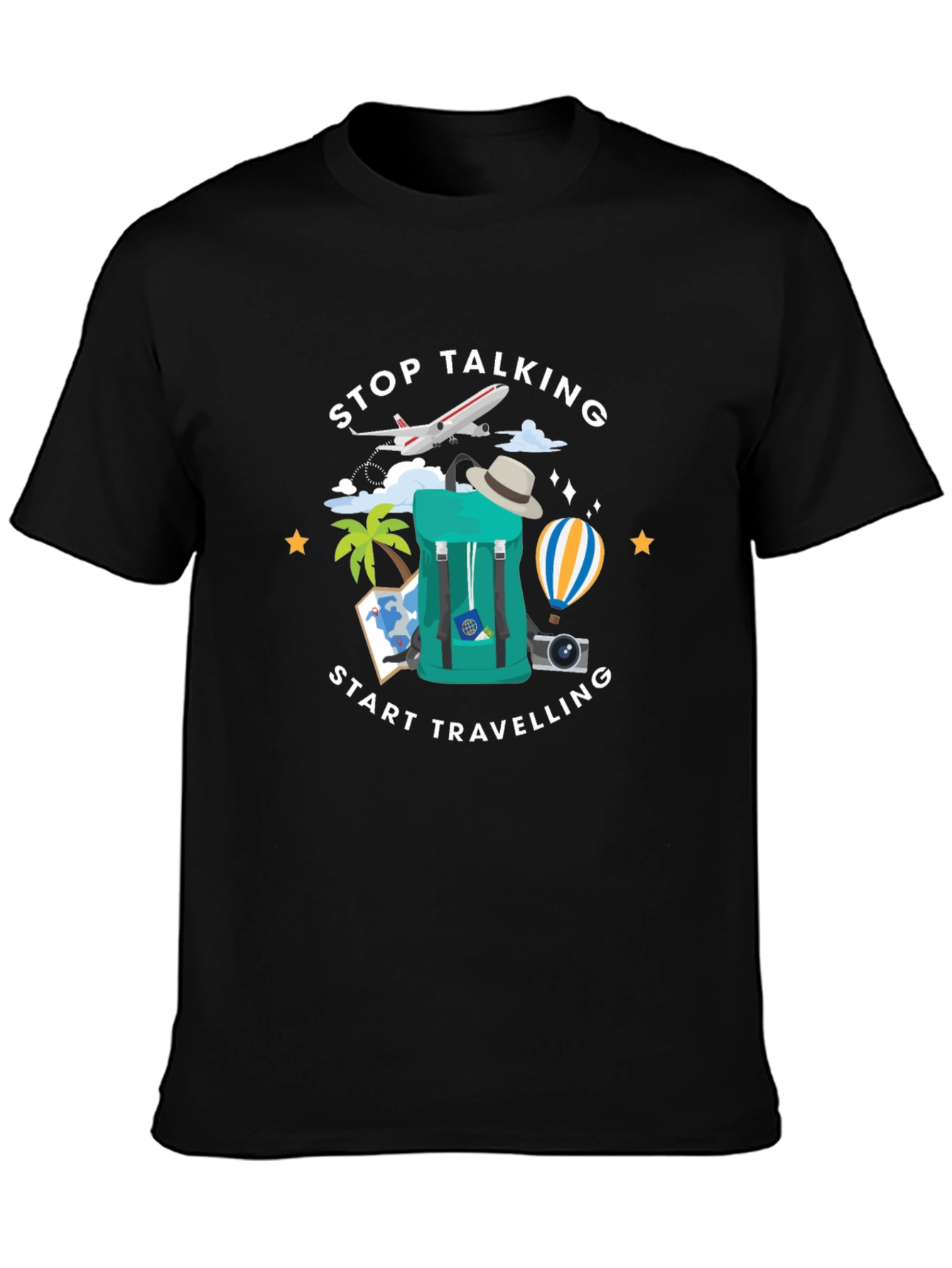 Stop Talking Start Traveling Graphic T-Shirt