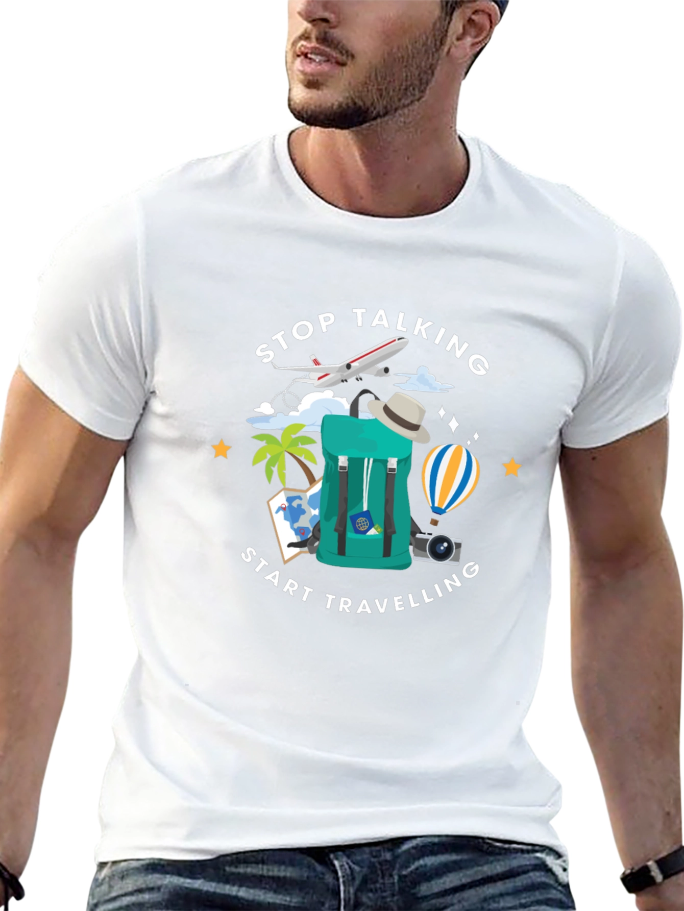 Stop Talking Start Traveling Graphic T-Shirt