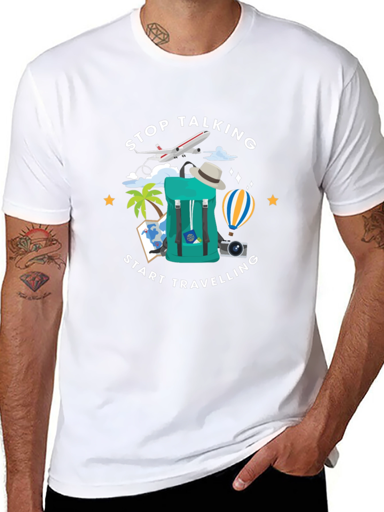 Stop Talking Start Traveling Graphic T-Shirt
