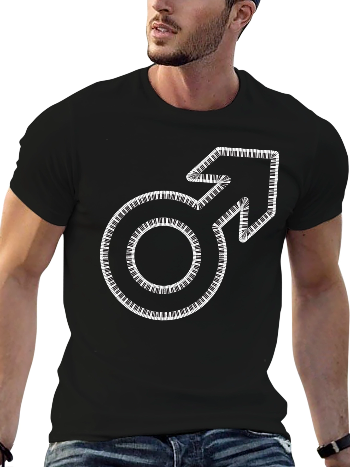 Piano Key Male Symbol T-Shirt - Music Lover Tee