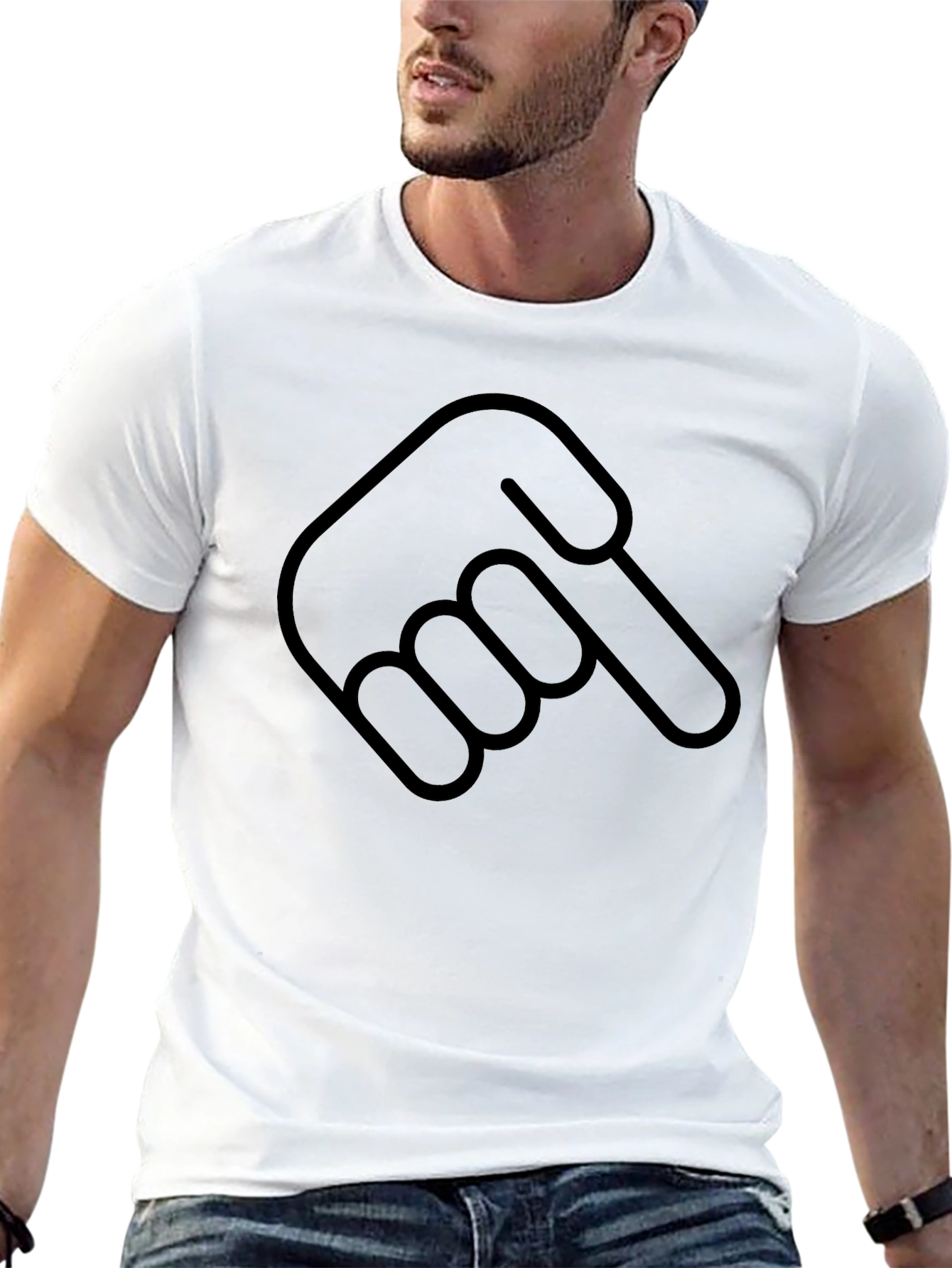 Pointing Hand Graphic Tee - Soft Cotton Casual T-Shirt