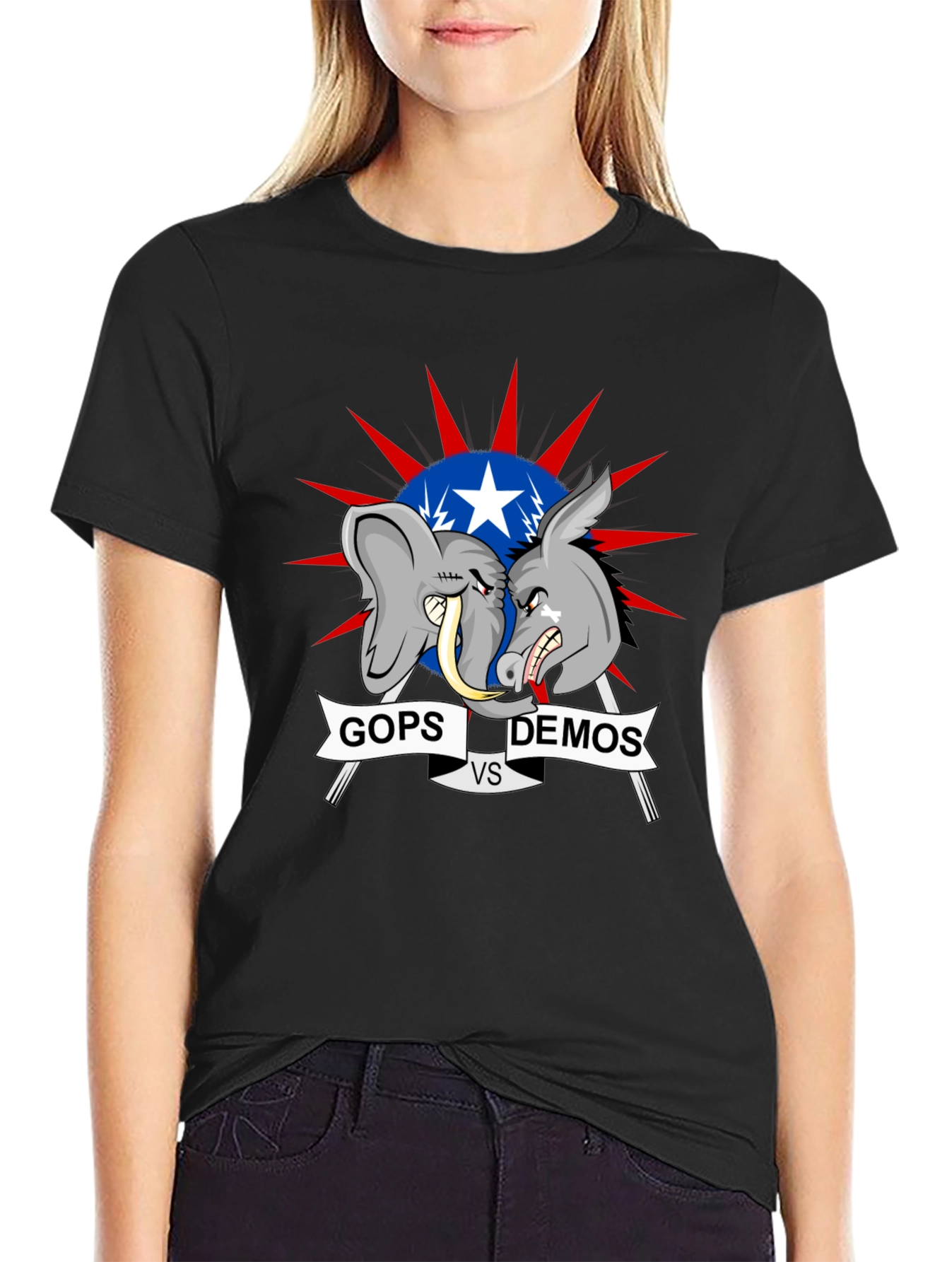 Political T-Shirt: GOPs vs DEMOs Cartoon