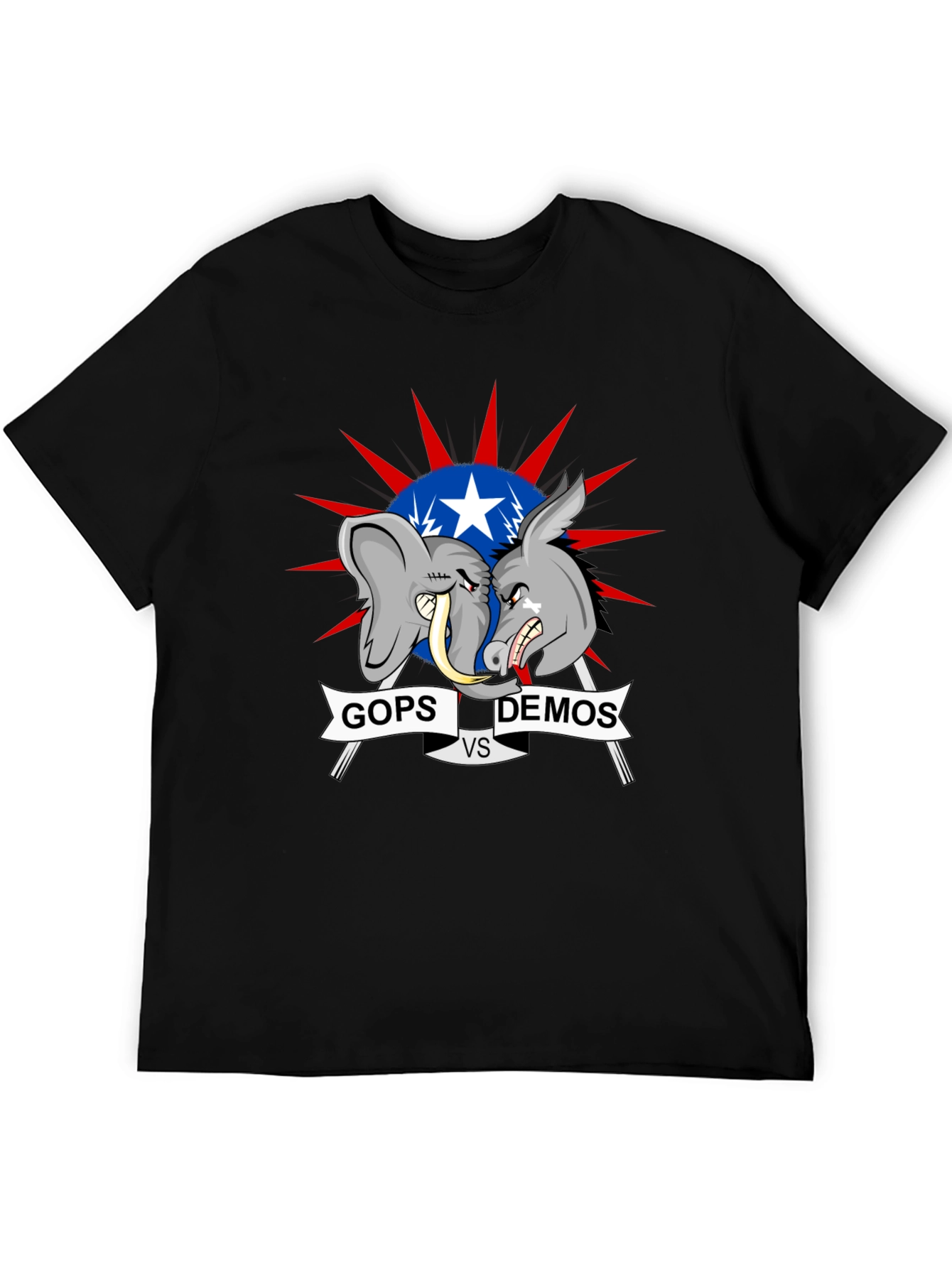 Political T-Shirt: GOPs vs DEMOs Cartoon