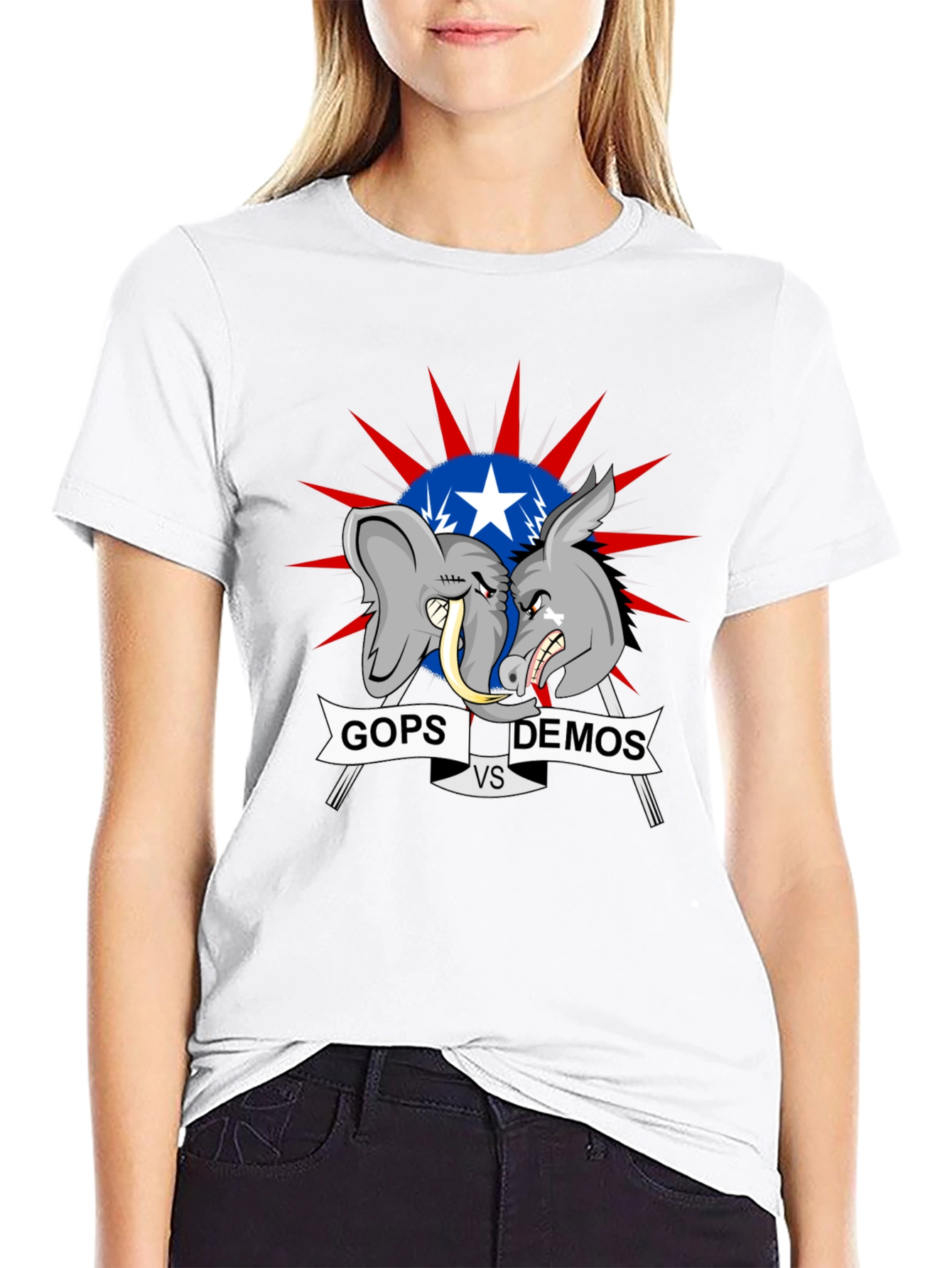 Political T-Shirt: GOPs vs DEMOs Cartoon