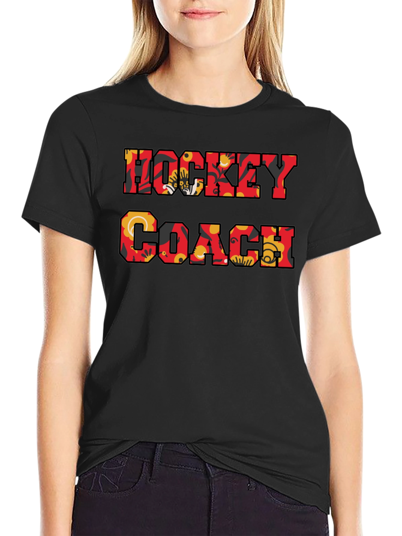 Hockey Coach Floral Print T-Shirt