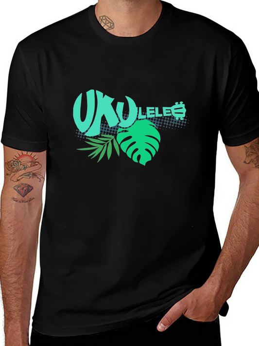 Ukulele Tropical Black T-Shirt
