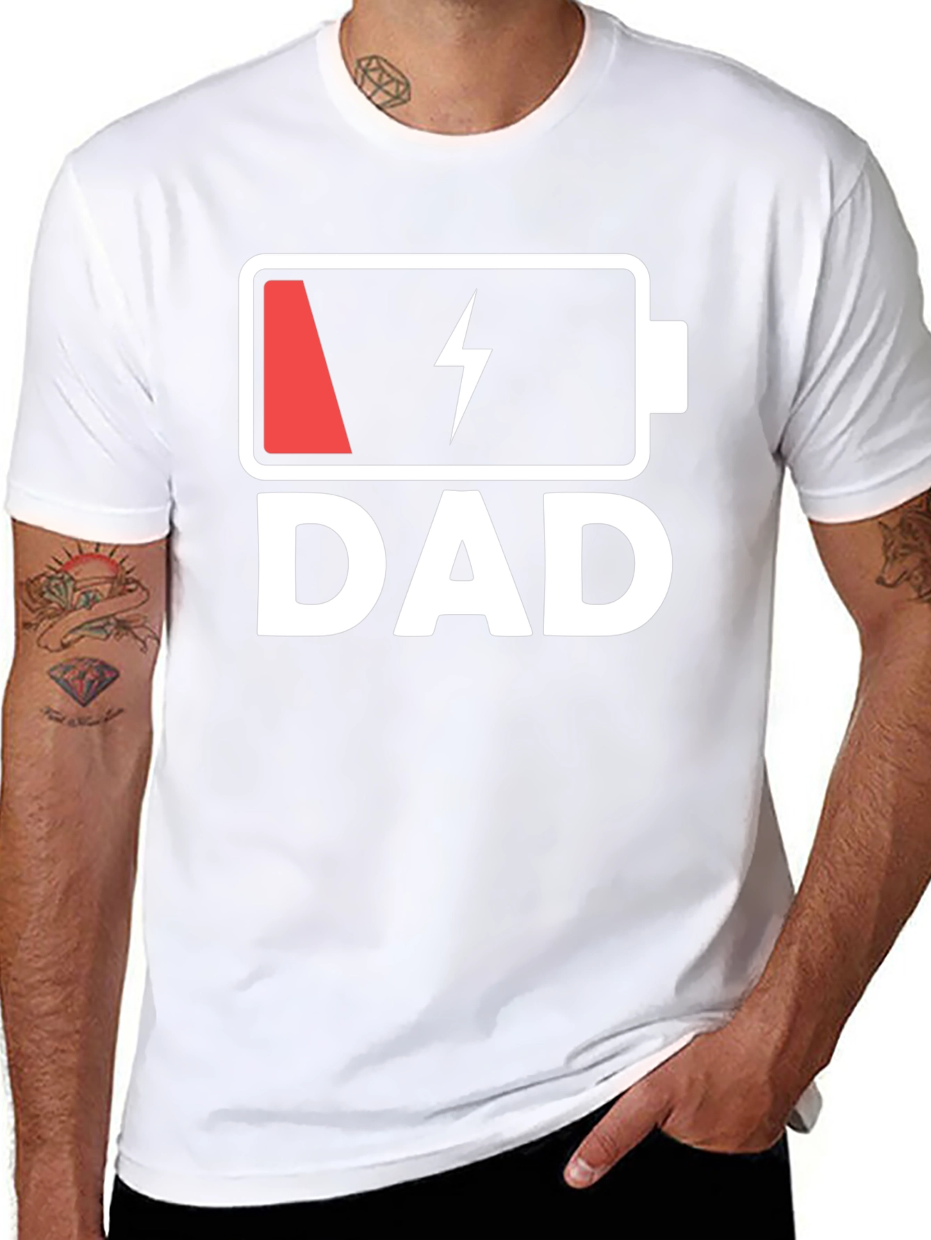 Low Battery Dad T-Shirt - Funny Fathers Day Gift