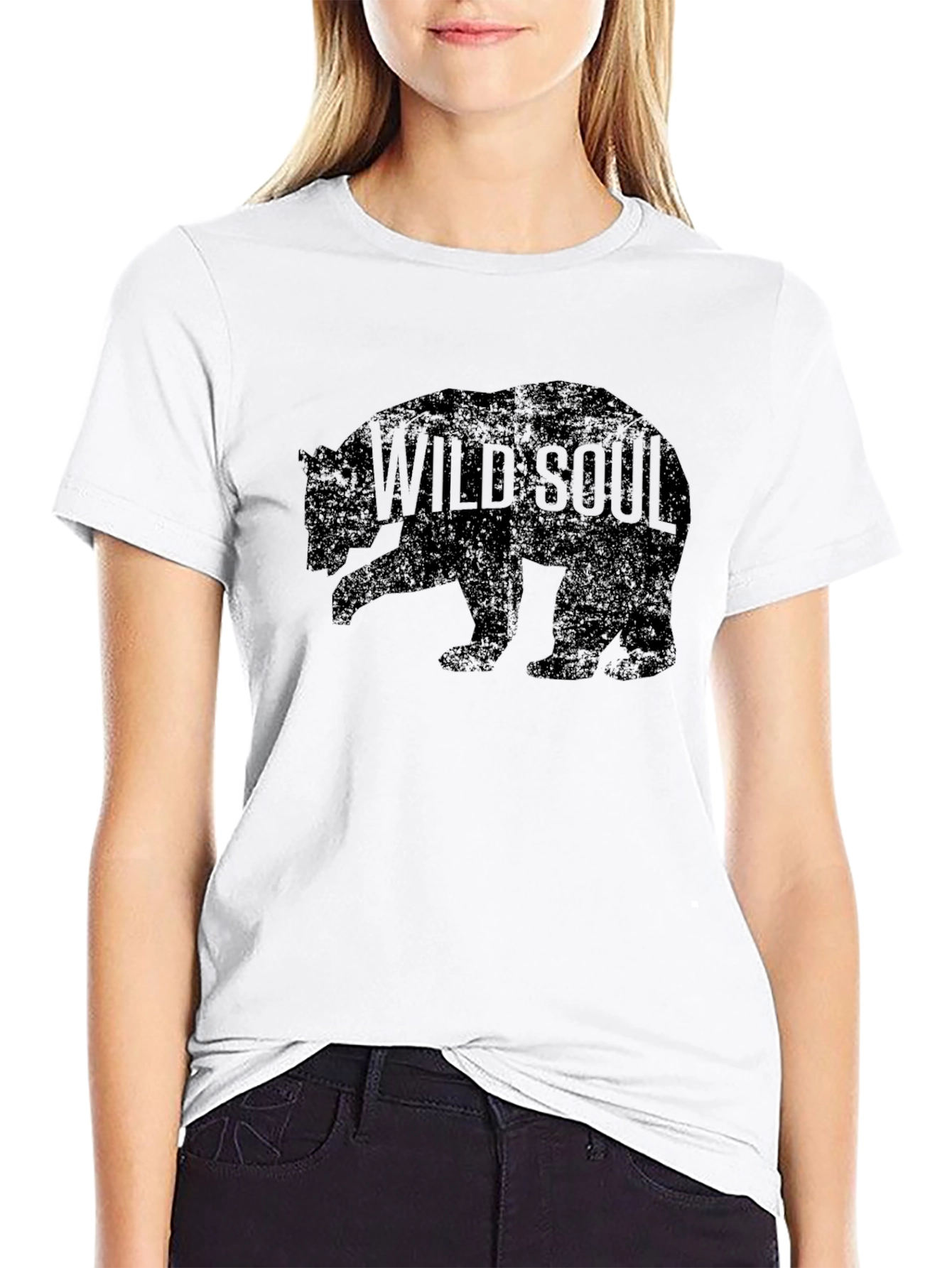 Wild Soul Bear Graphic Tee - Black Cotton T-Shirt