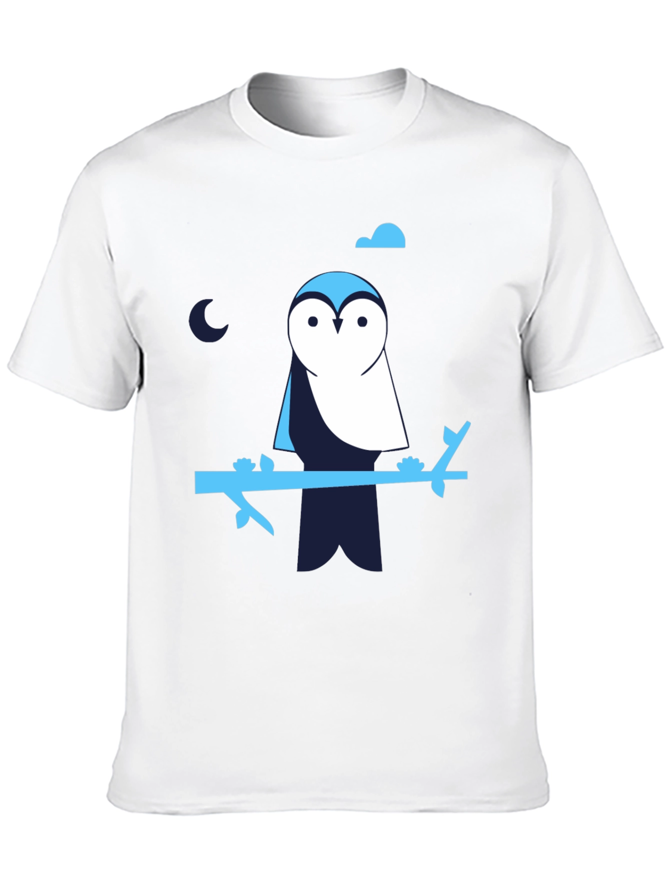 Owl on Branch Graphic Print Black T-Shirt
