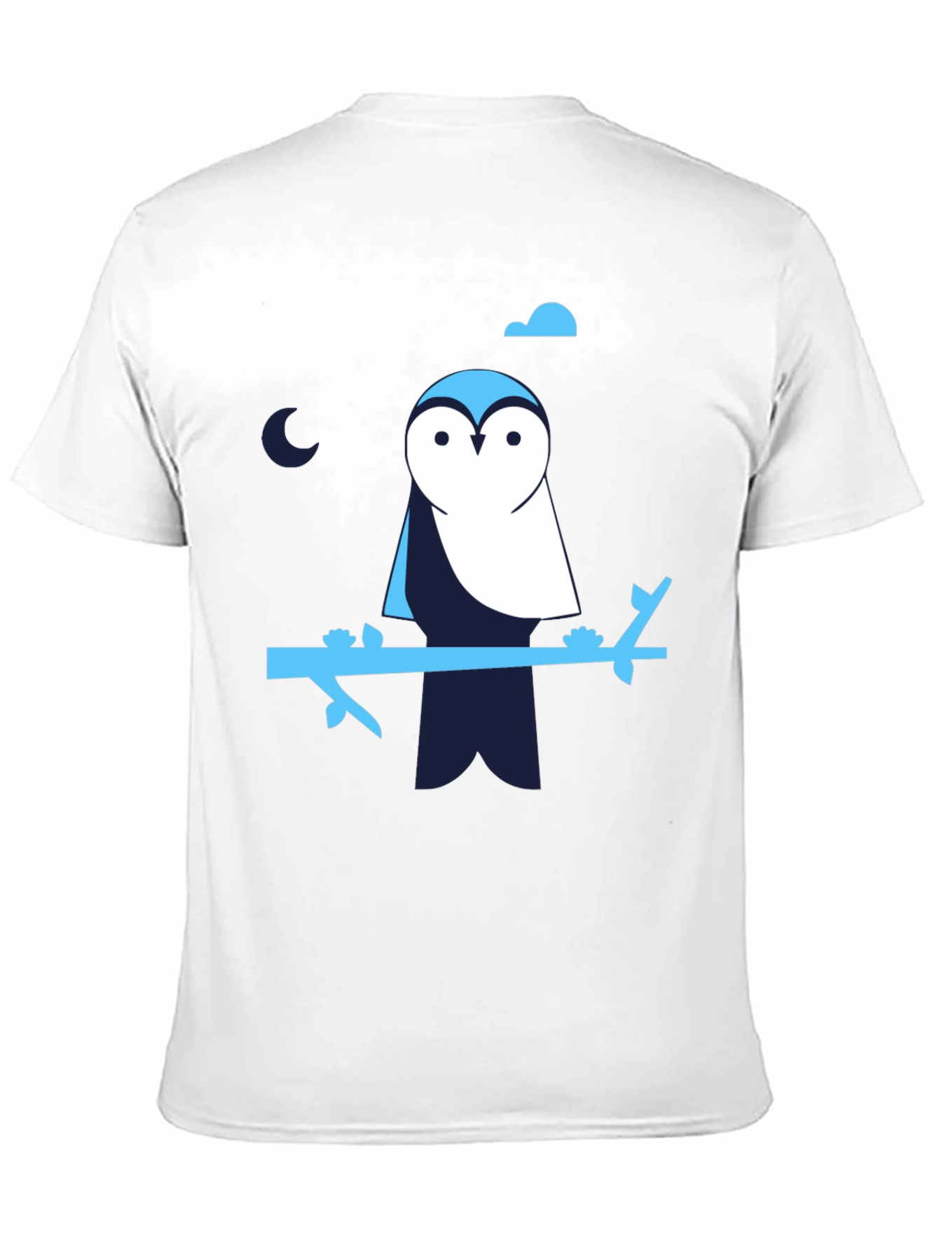 Owl on Branch Graphic Print Black T-Shirt