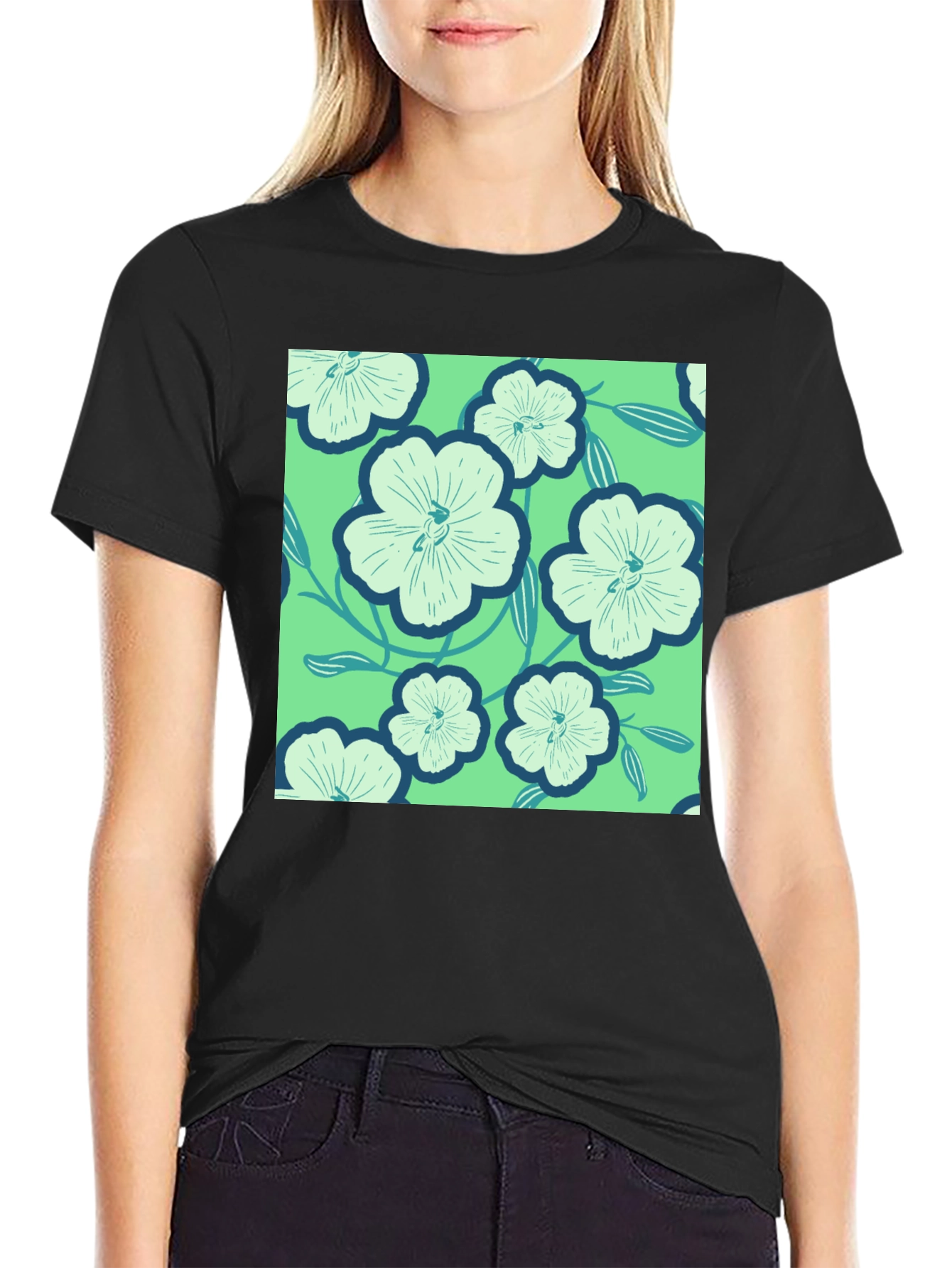 Floral Pattern Tee - Lightweight Comfort