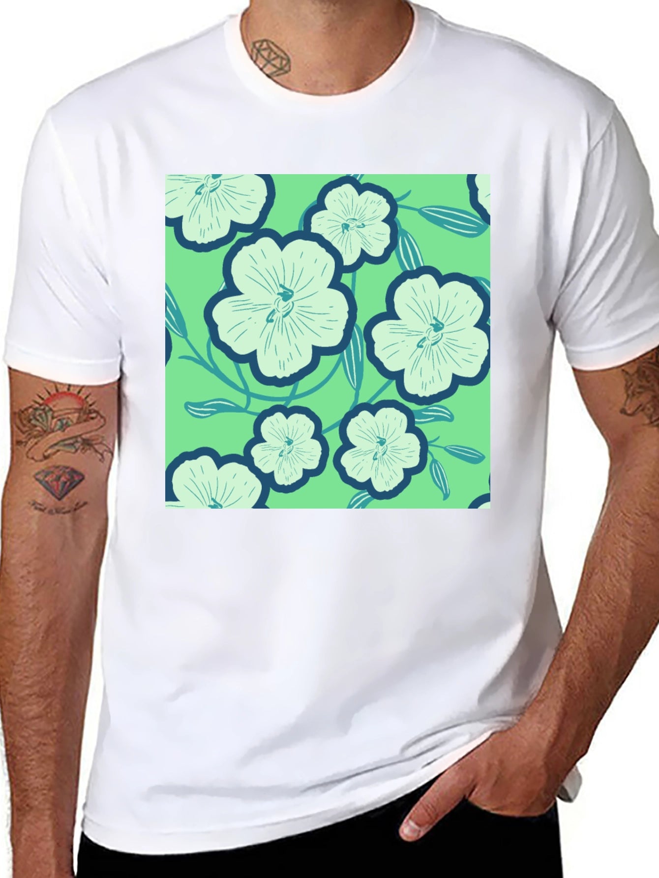 Floral Pattern Tee - Lightweight Comfort