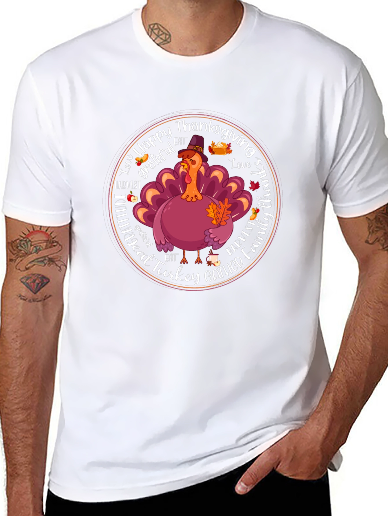 Happy Thanksgiving Turkey Graphic T-Shirt