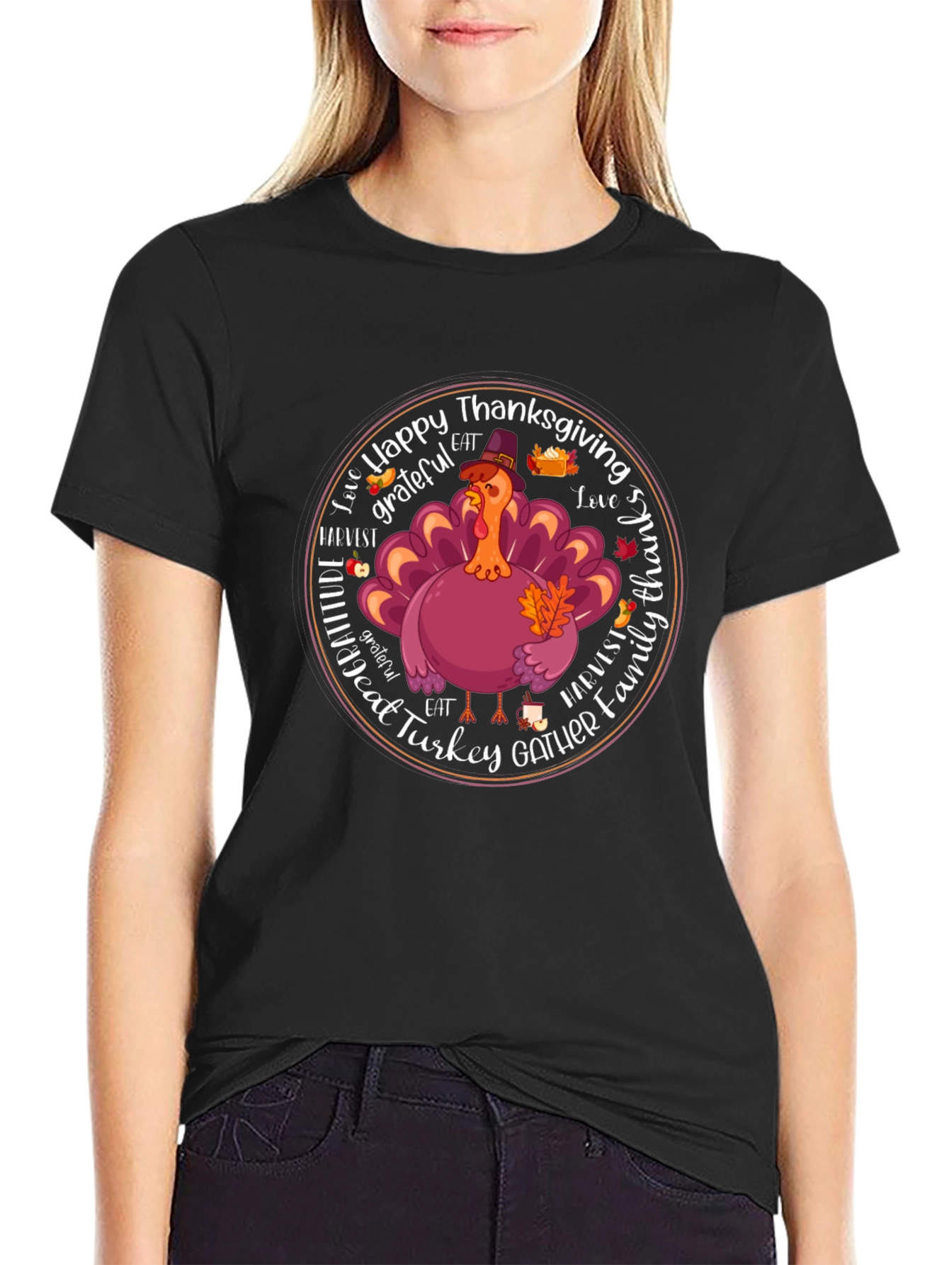 Happy Thanksgiving Turkey Graphic T-Shirt