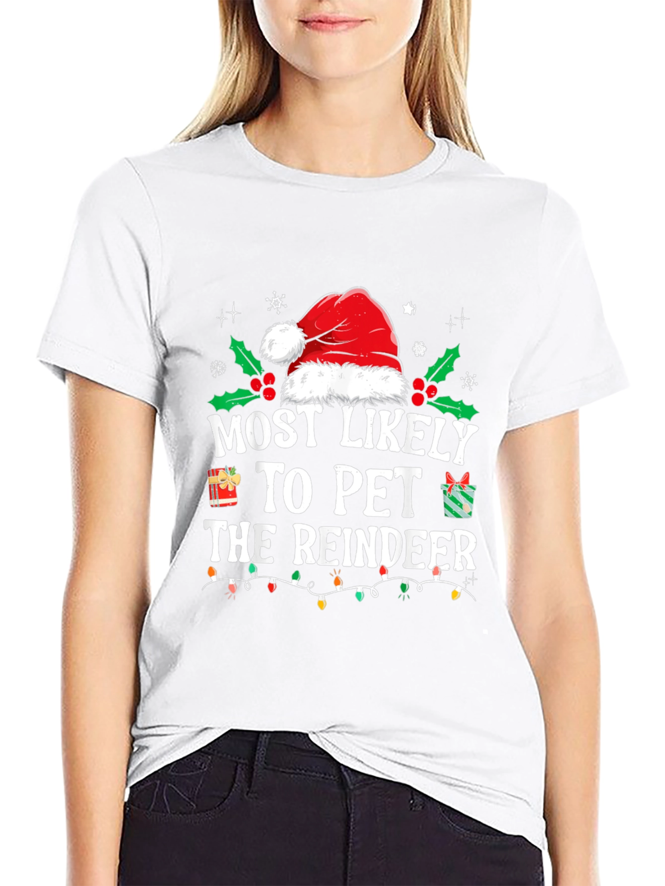 Most Likely to Pet Reindeer Holiday T-Shirt